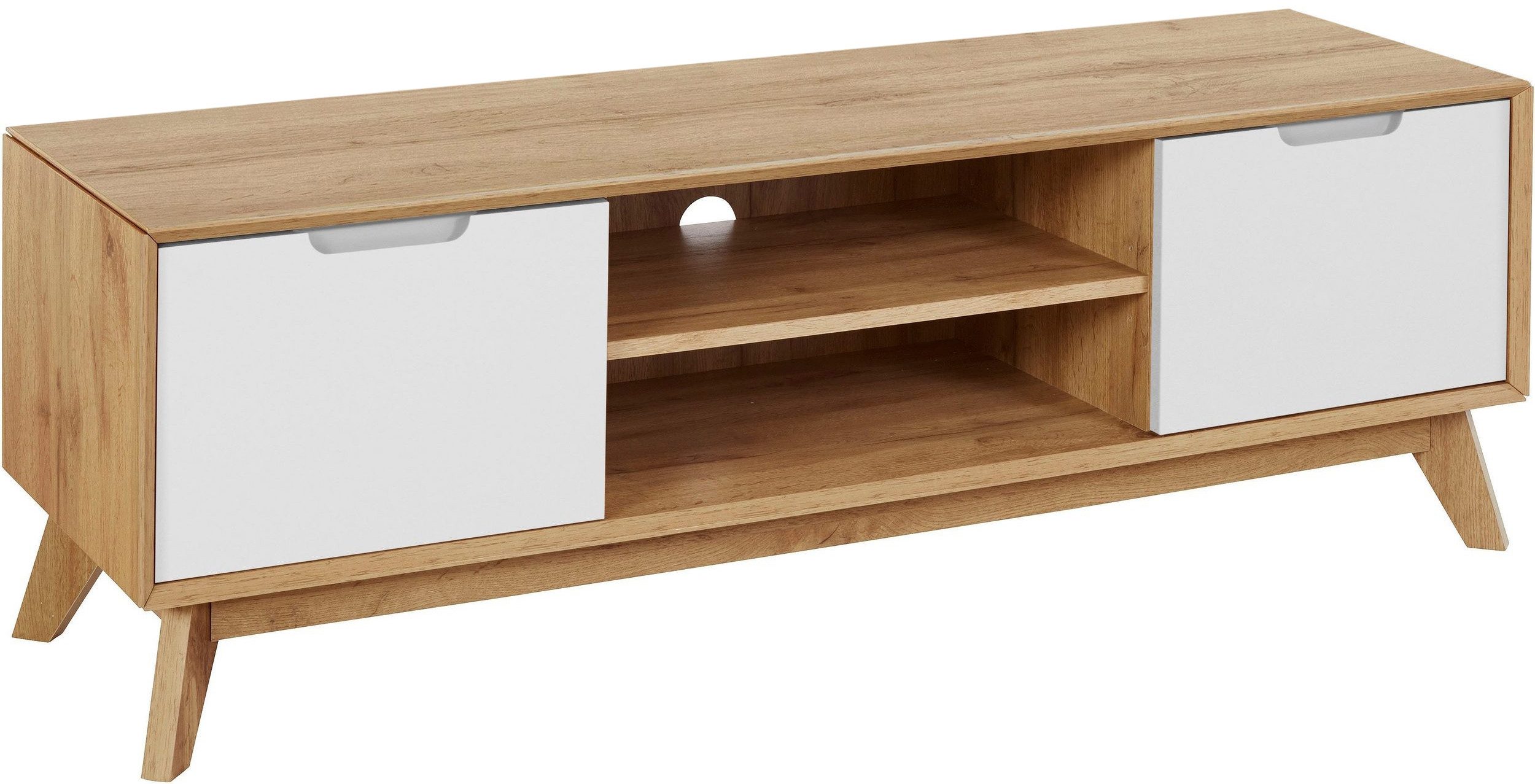 freiraum Lowboard Essen, in Weiß/Natur Spanplatte/MDF - 135x45x40cm (BxHxT)