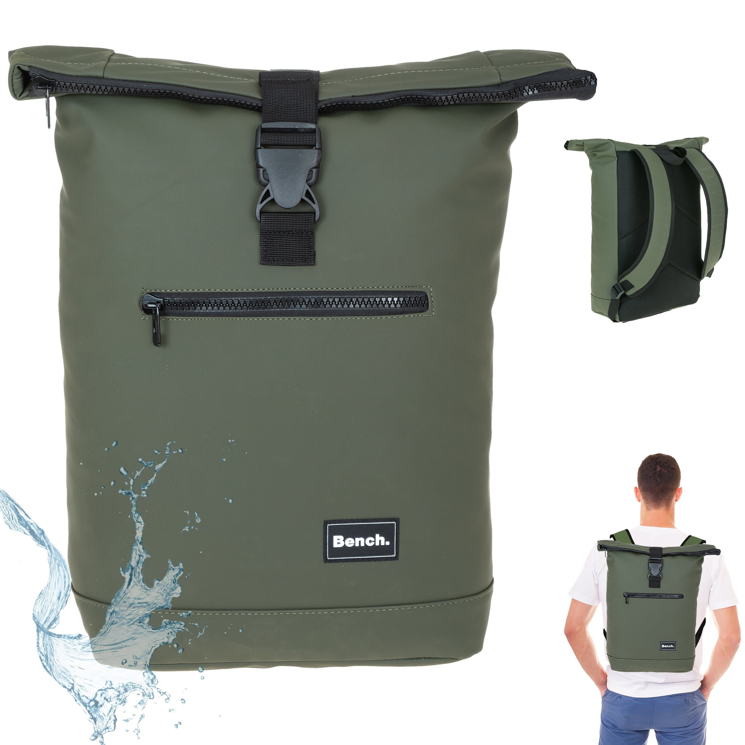 Bench. Freizeitrucksack Roll-Top Kurierrucksack Hydro aus Plane wetterfest A4, Laptop Fach Rucksack Daypack Tagesrucksack 64175 + Etui