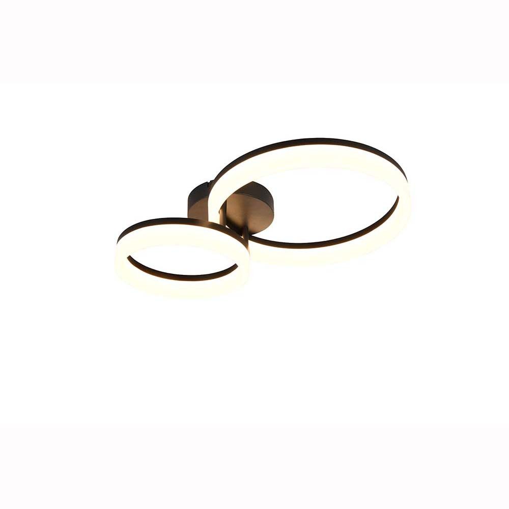 Reality Leuchten LED Deckenleuchte, LED-Leuchtmittel fest verbaut, Warmweiß, LED Deckenleuchte Deckenlampe Wohnzimmerlampe schwarz modern B 51 cm