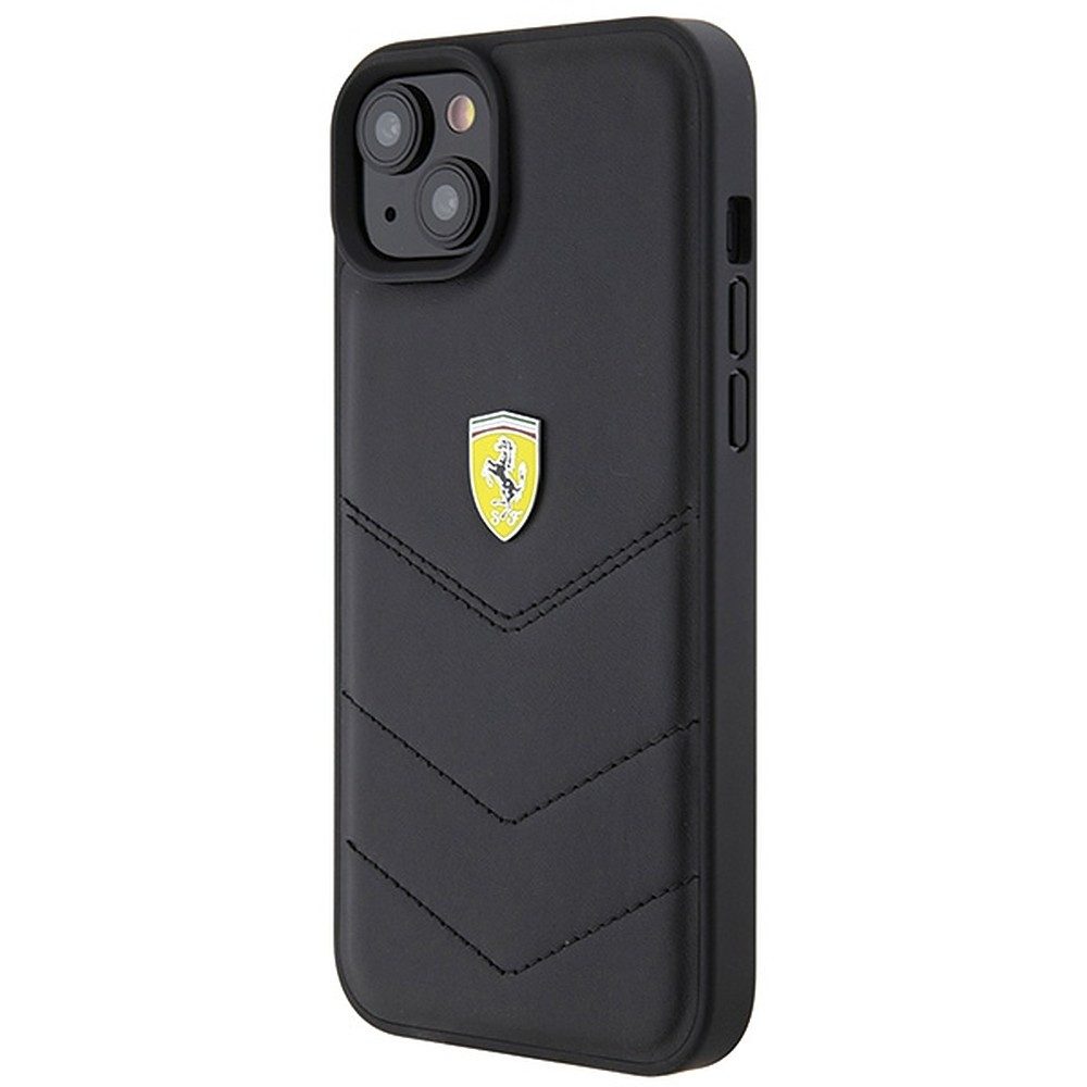 Ferrari Handyhülle Gesteppte Lederhülle 6,7, Rindsleder, Steppnaht, Ferrari-Metalllogo, Kantenschutz