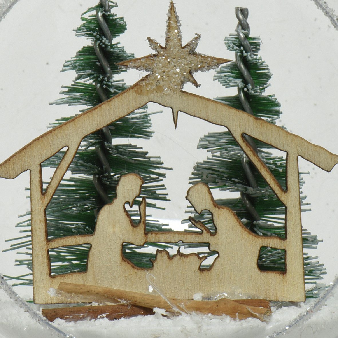 Kaemingk Weihnachtsbaumkugel, Weihnachtskugeln Kunststoff 8cm Weihnachtskrippe 1 Stück klar