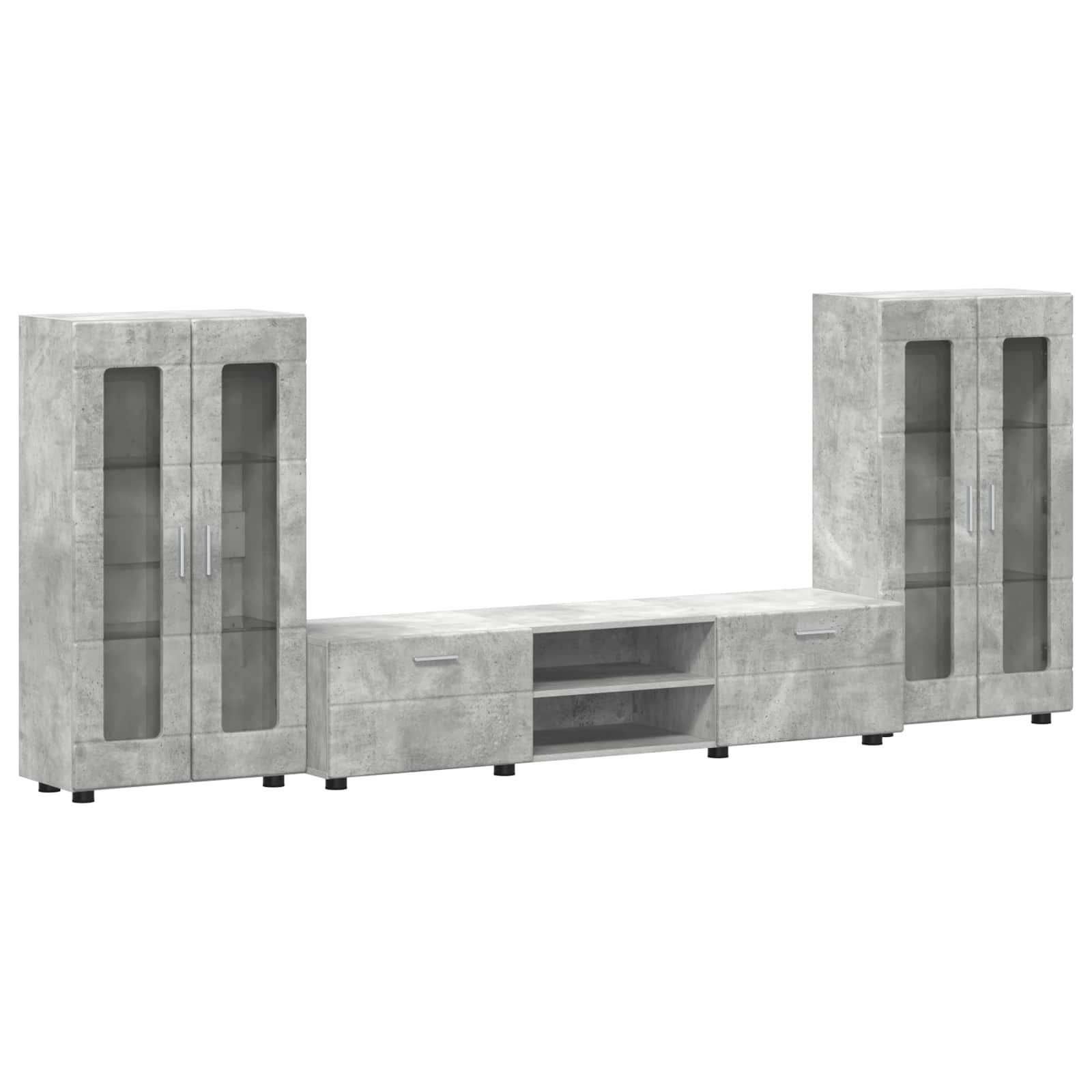 vidaXL Wohnzimmer-Set TV-Schrankset FLORIN 3 stk. Betongrau Holzwerkstoff, (3-St)