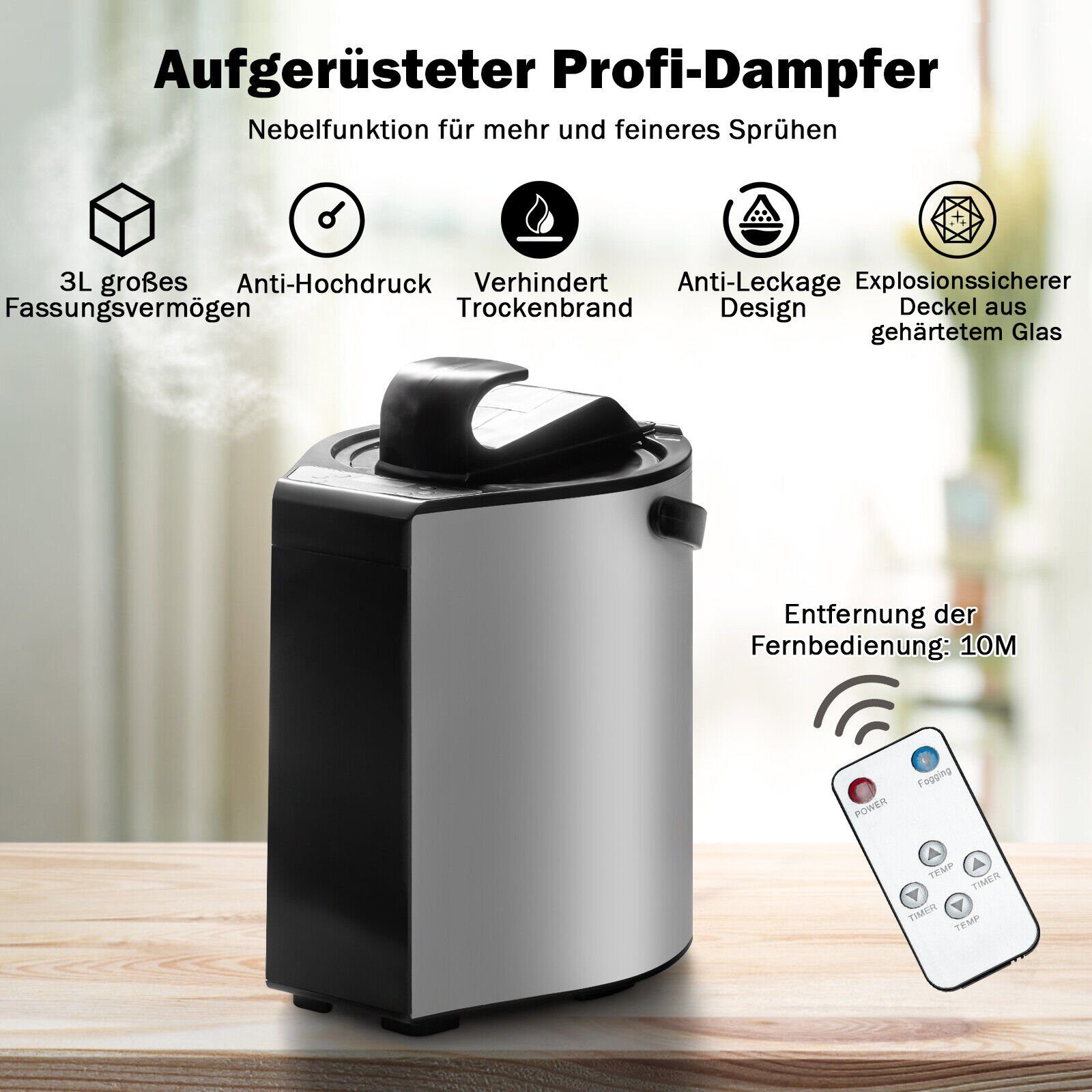 COSTWAY Sauna 3L Dampfsauna, 1000W, mit Sitz