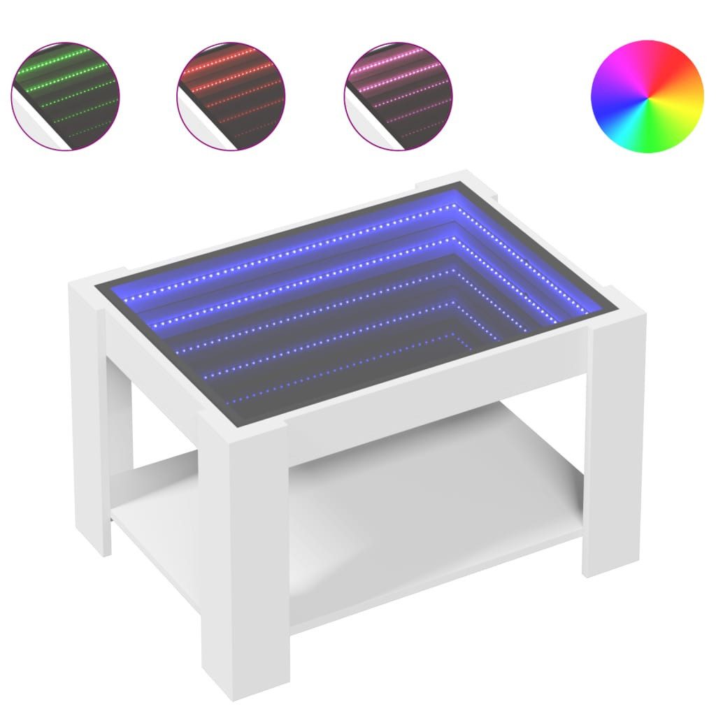 vidaXL Couchtisch Couchtisch mit LED-Leuchten Weiß günstig online kaufen