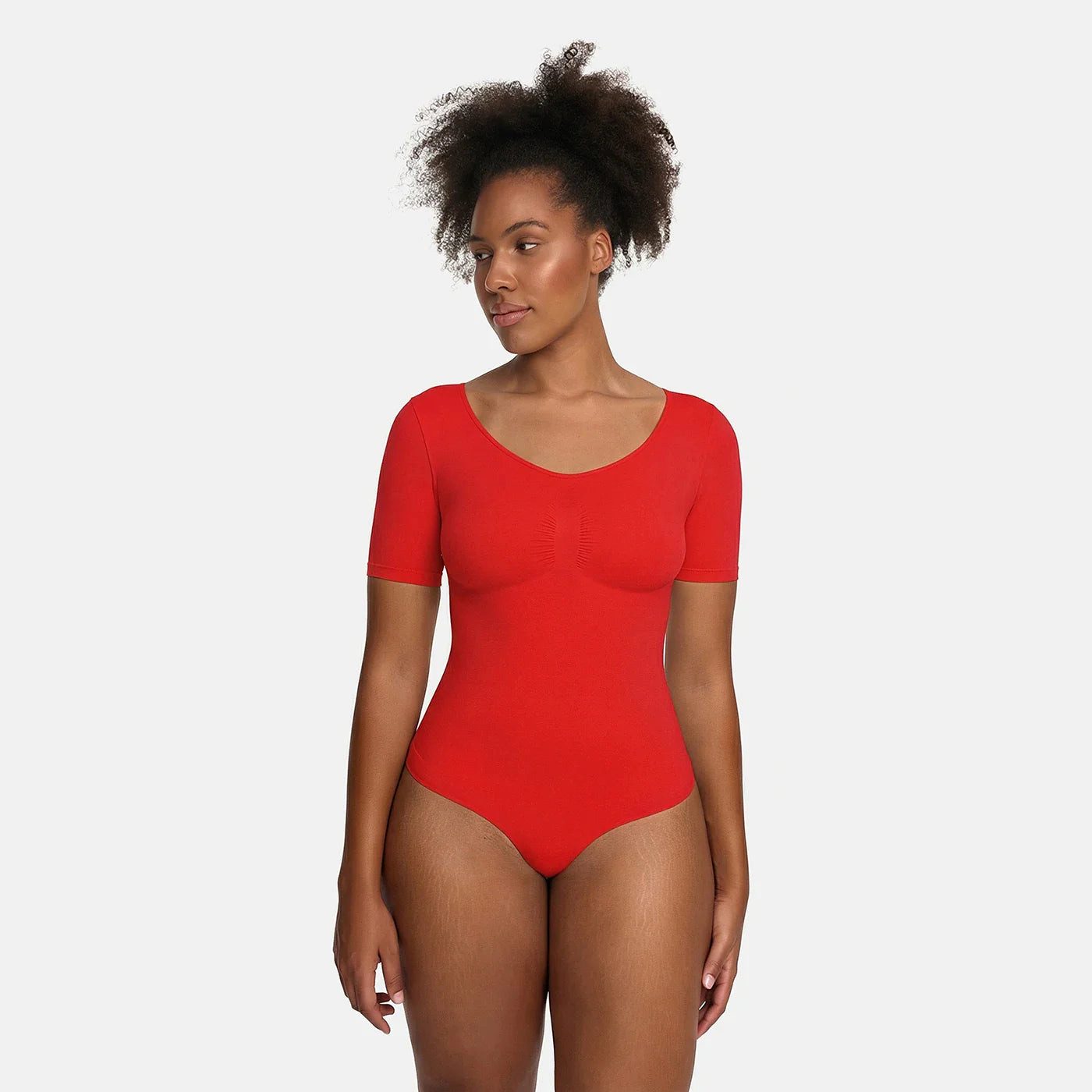 cfab (creamy fabrics) Miederbody T-Shirt Bodysuit Sculpting Shapewear mit Slip-Fire Red-2XL (1-tlg) Figurformend