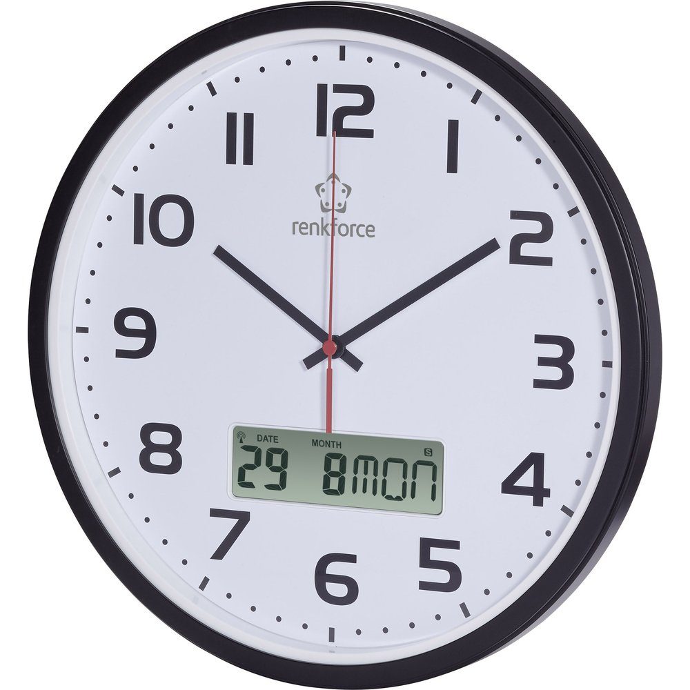 Renkforce Wanduhr Renkforce HD-WRCL135 Funk Wanduhr 32 cm x 4.5 cm Schwarz günstig online kaufen