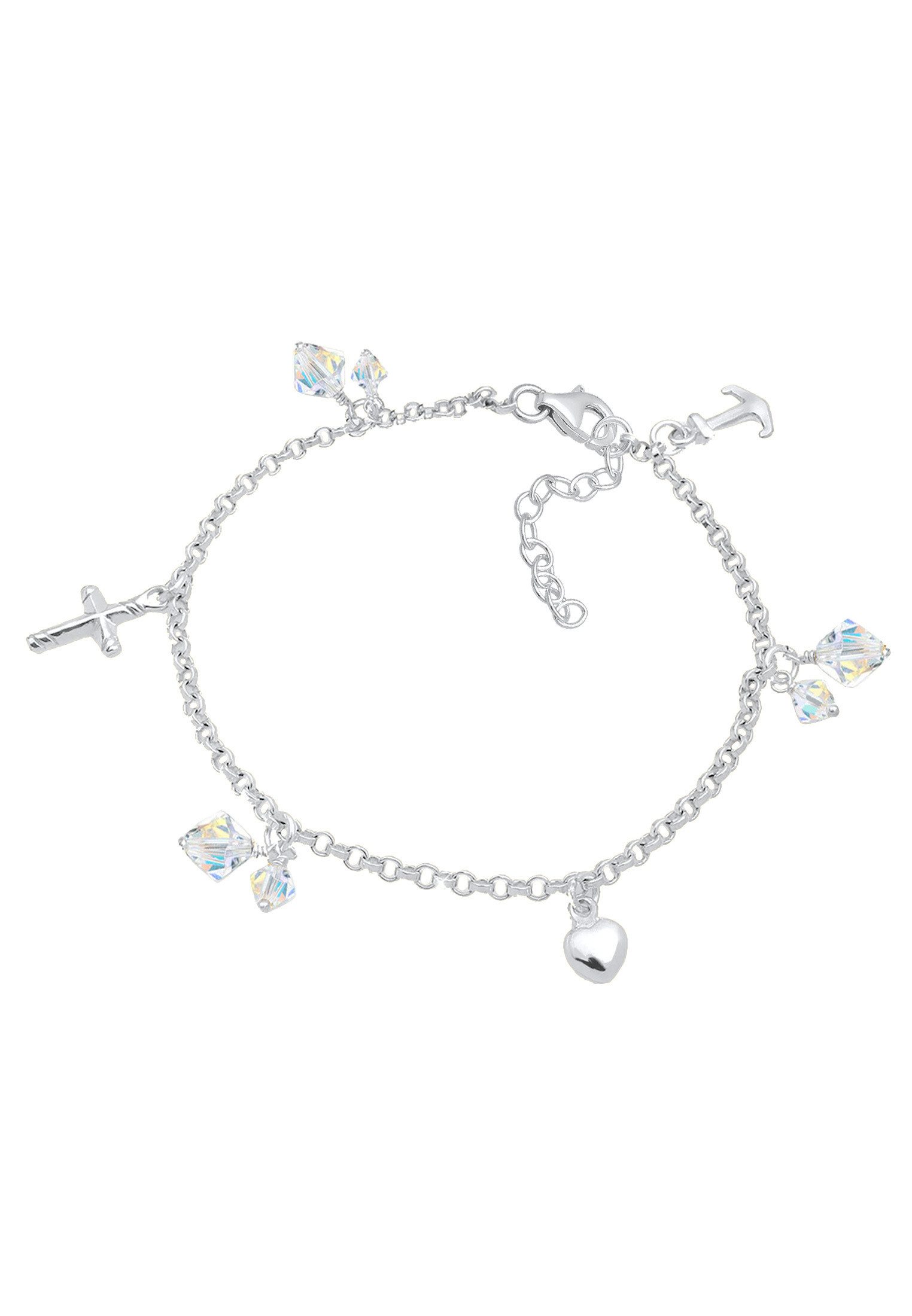 Elli Bettelarmband Kreuz Herz Anker mit Kristallen von Swarovski®925 Silber günstig online kaufen