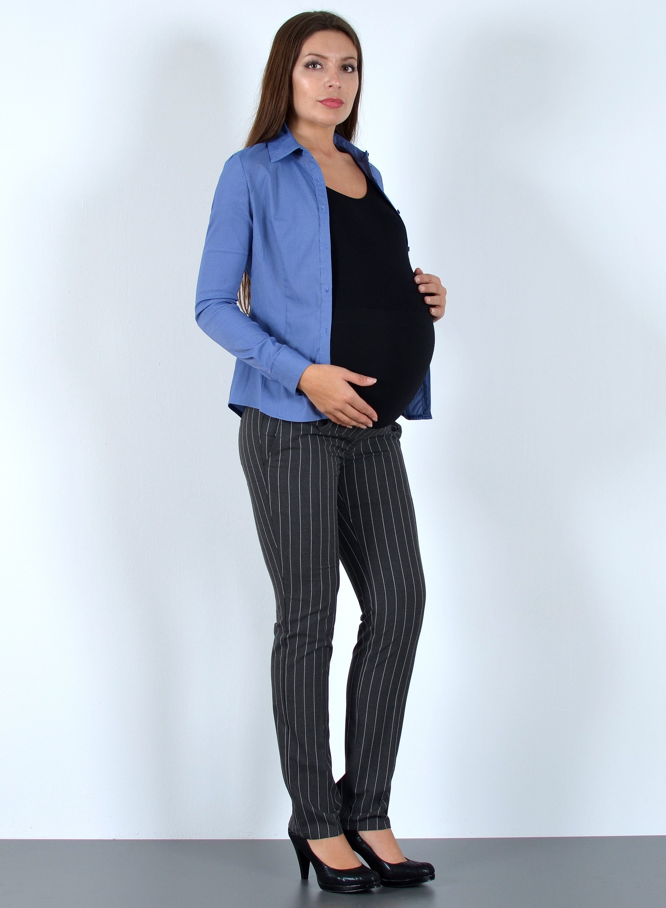 ESRA Umstandshose J490 Umstandsmode Hose Damen Stretch Schwangerschaftshose elastischer Bund