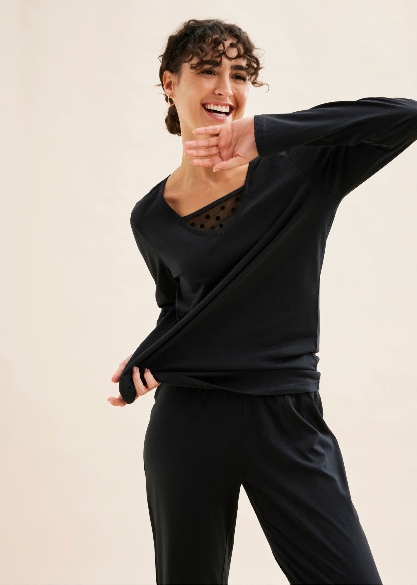 bonprix Pyjama (Set) aus Baumwolle, mit Mesh, bequeme Passform