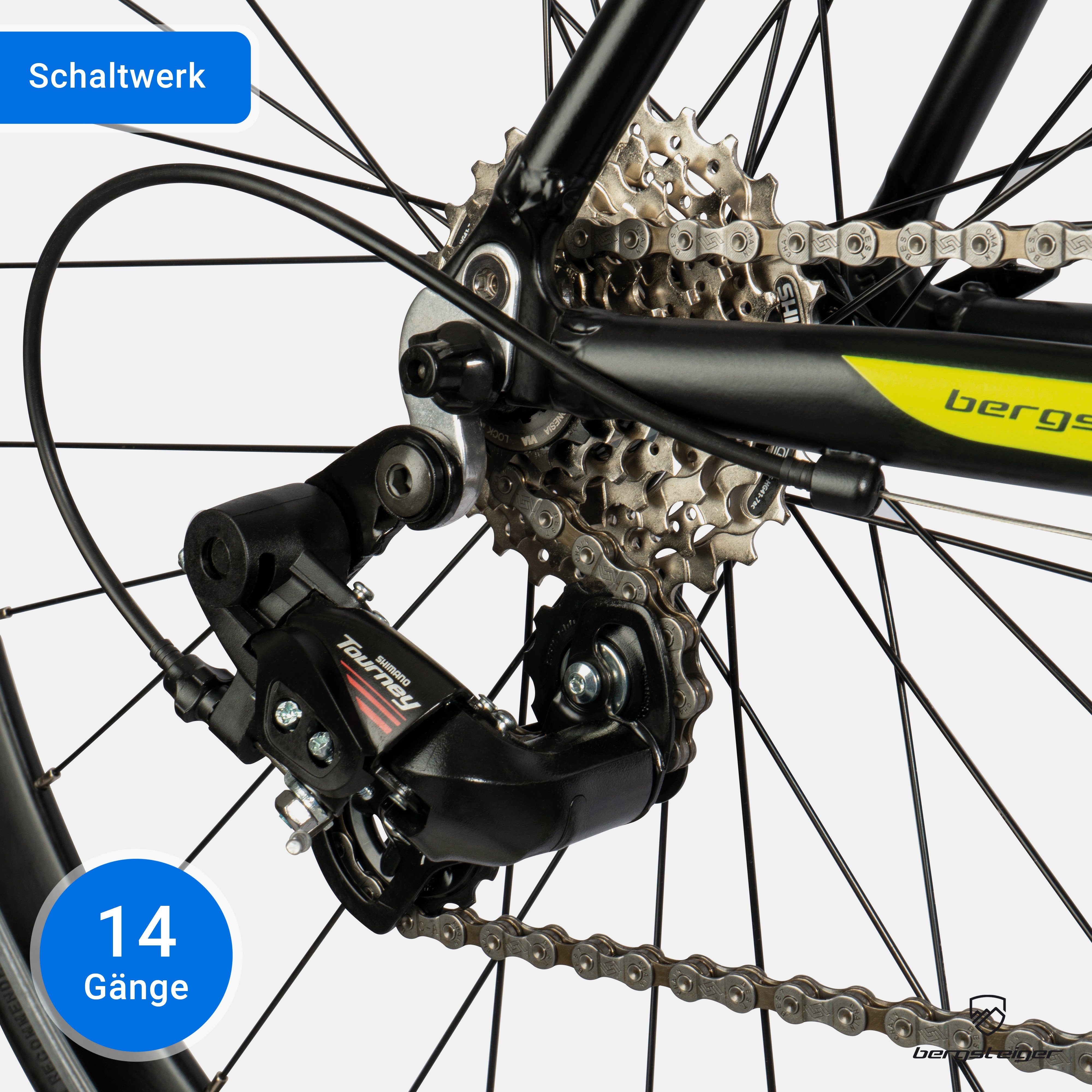 bergsteiger Rennrad Tourmalet 28 Zoll, Alu Gravelbike 14 Gang-Schaltung, Damen, Herren, 14 Gang, Kettenschaltung, Felgenbremse, Gewicht nur 11 kg