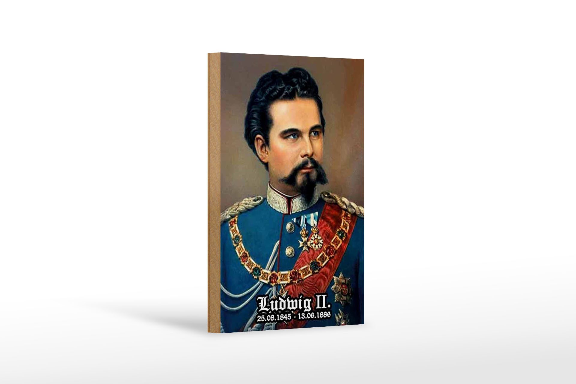 Holzbild Portrait 12x18 cm Nostalgie König Ludwig II