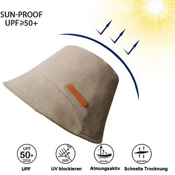Rnemitery Fischerhut Sonnenschutz Sonnenhut UV-Schutz Beckenhut mit Breiter Krempe Frauen