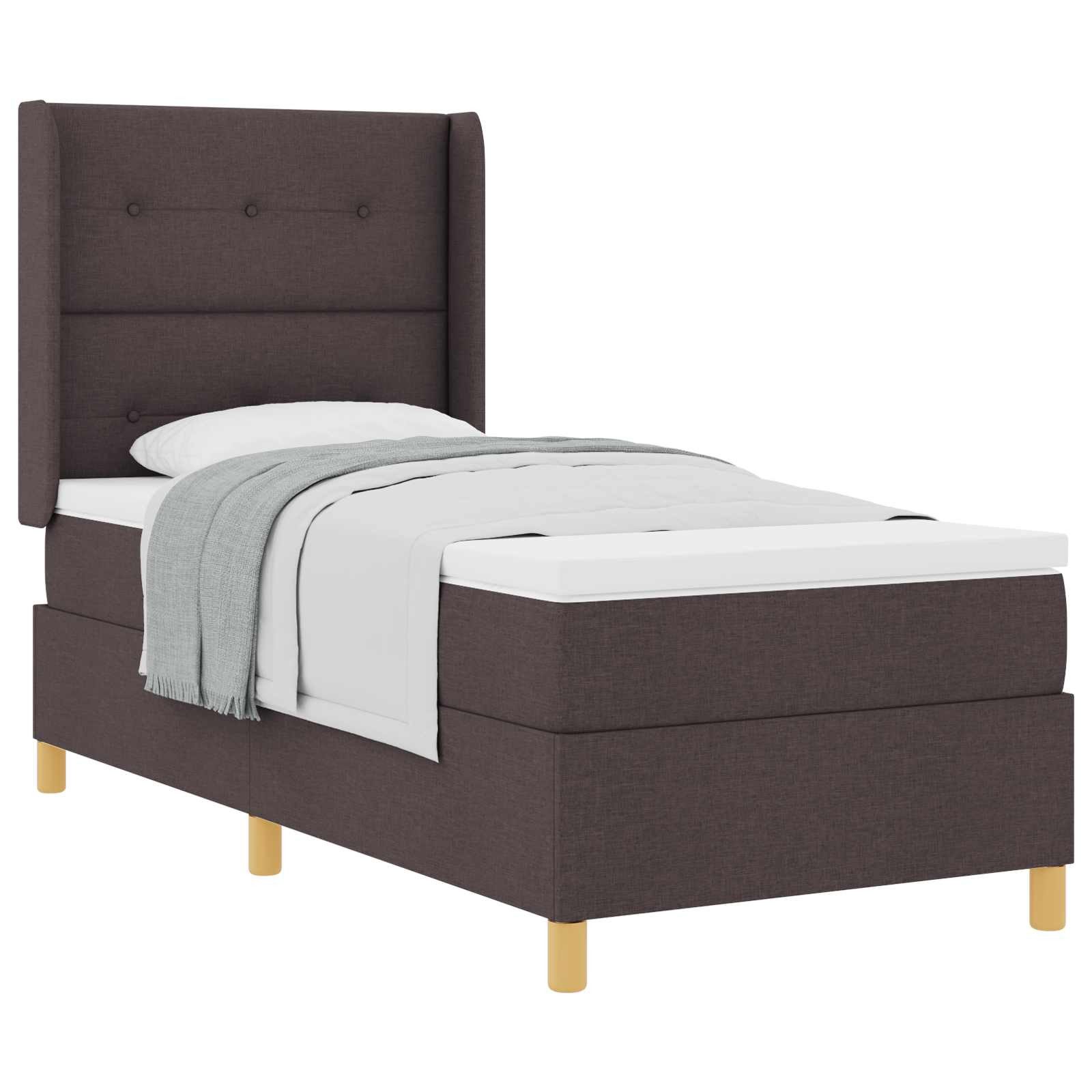vidaXL Bett Boxspringbett mit Kopfteil Dunkelbraun 100 x 200 cm Stoff (1-tlg)