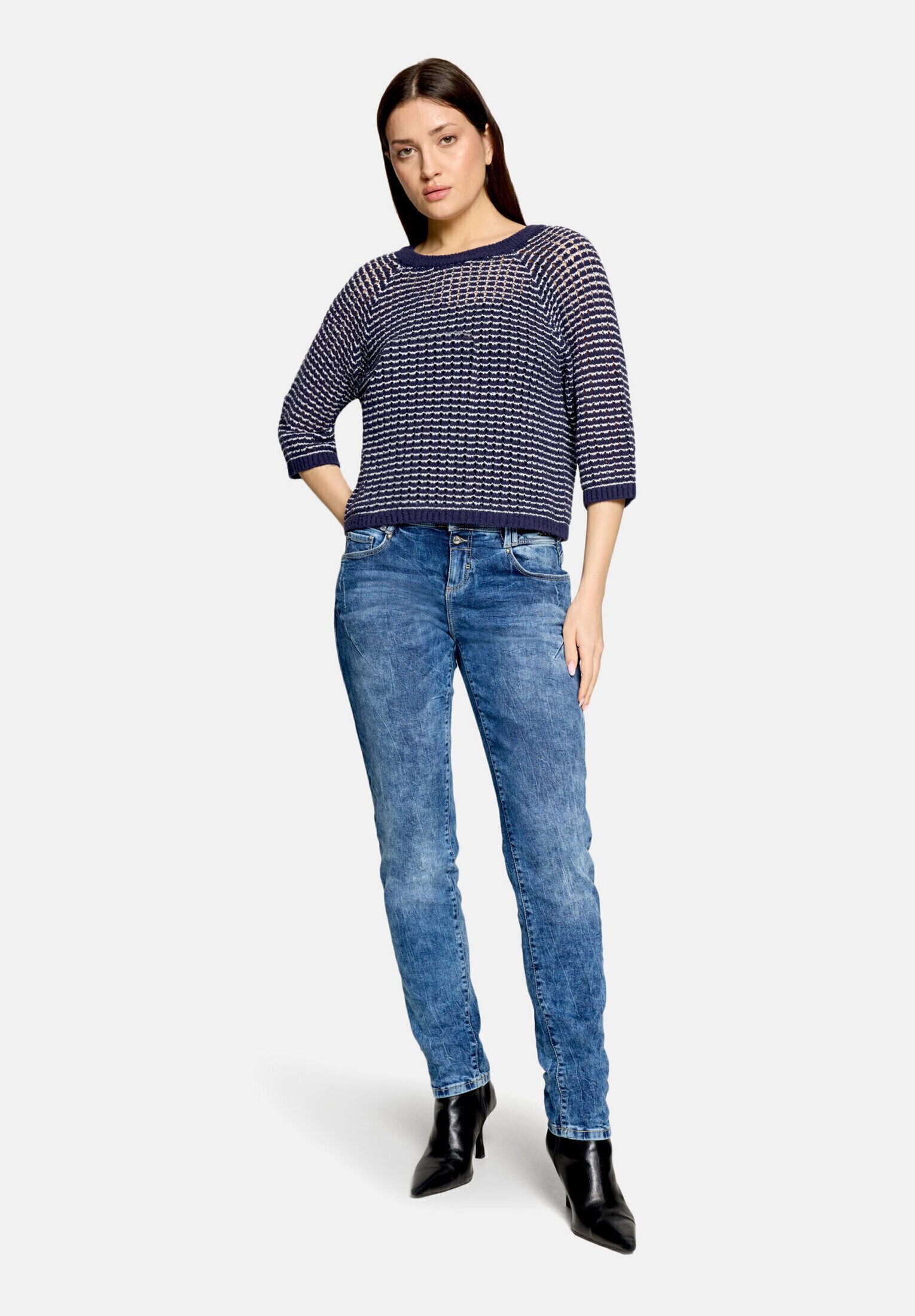 Cartoon Strickpullover Damen mit Rundhalsausschnitt (1-tlg)