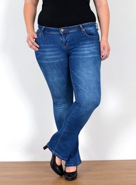 ESRA Bootcut-Jeans FB6 Damen Bootcut Jeans Hose Low Waist bis Übergröße, Jeans Bootcut Hose Damen Hüftjeans Schlaghose mit Stretch bis Plus Size, Flared Jeans mit weitem Beim und niedriger Leibhöhe bis Große Größen, Damen Schlagjeans Low Rise Bootcut Jeanshose weite Jeans 3 Knopf, Bootcut Jeans Damen mit 3 Knöpfen, Jeans Damen Jeans Hose Damen Hose, Damen Jeans Stretch Damen Jeans