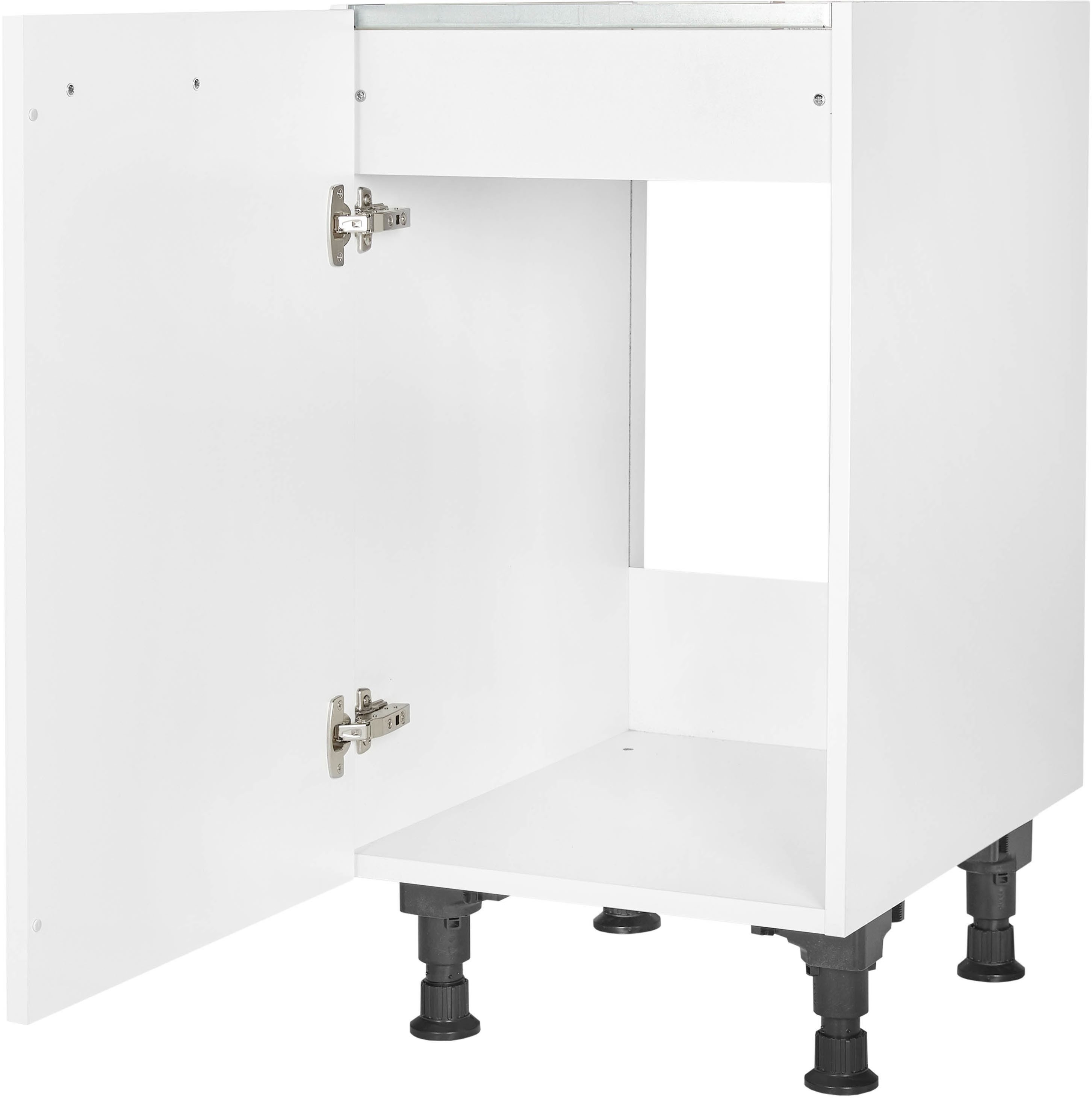 nobilia® Spülenschrank "Laser", Ausrichtung wählbar, vormontiert, in den Breiten 45 und 60 cm, mit höhenverstellbaren Sockelfüßen