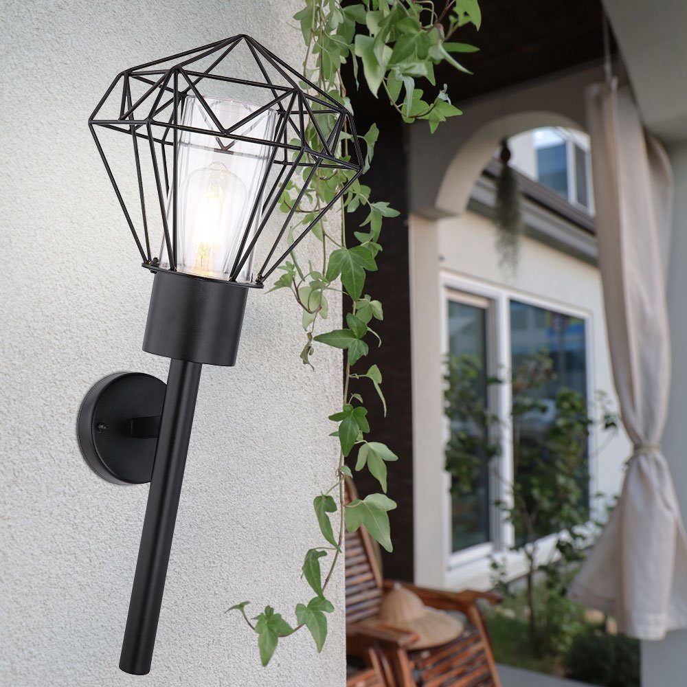etc-shop Außen-Wandleuchte, Leuchtmittel nicht inklusive, Außenleuchte  Wandleuchte IP44 Gartenlampe Fackel schwarz Vintage