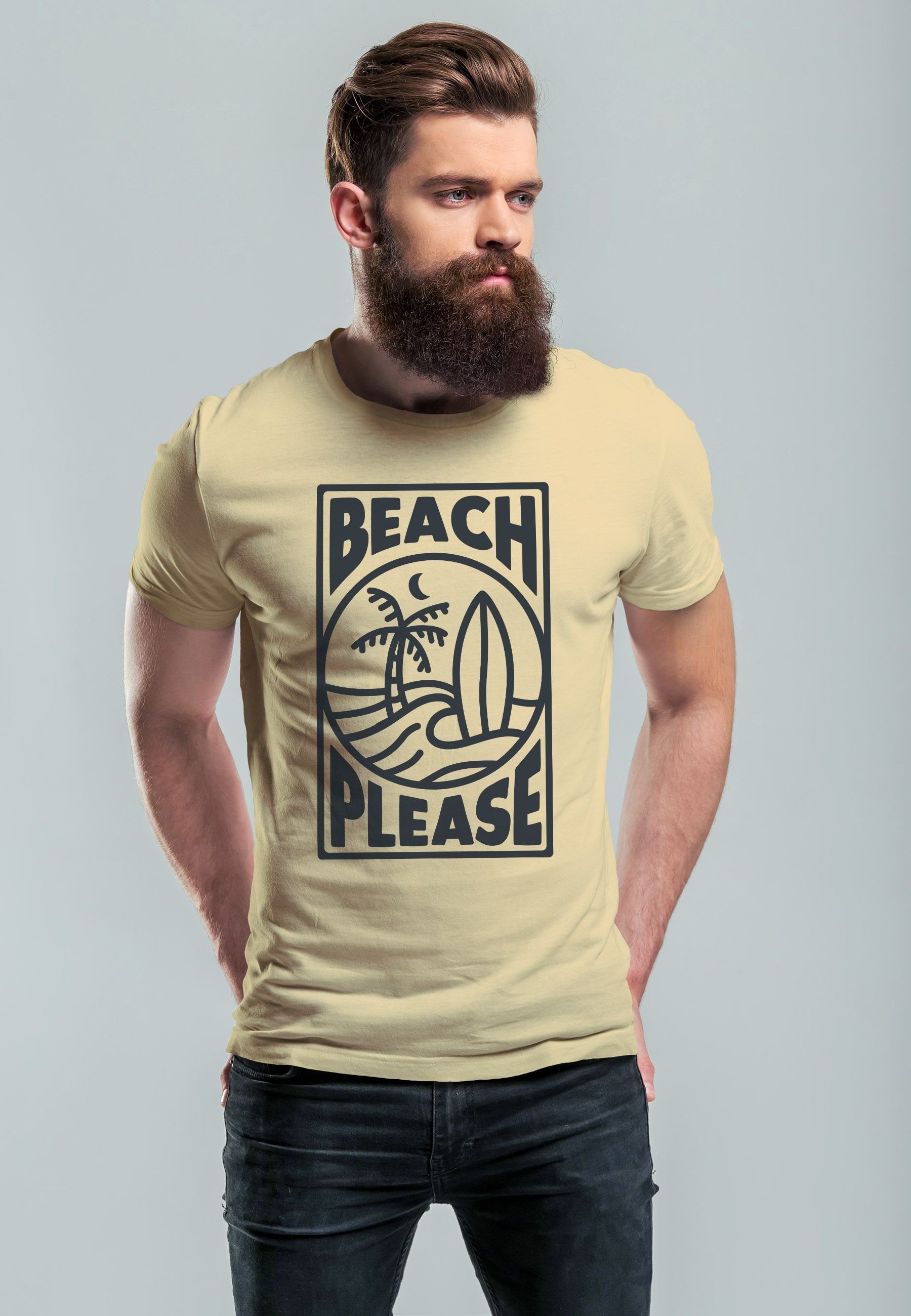 Neverless Print-Shirt Herren T-Shirt Beach Please günstig online kaufen