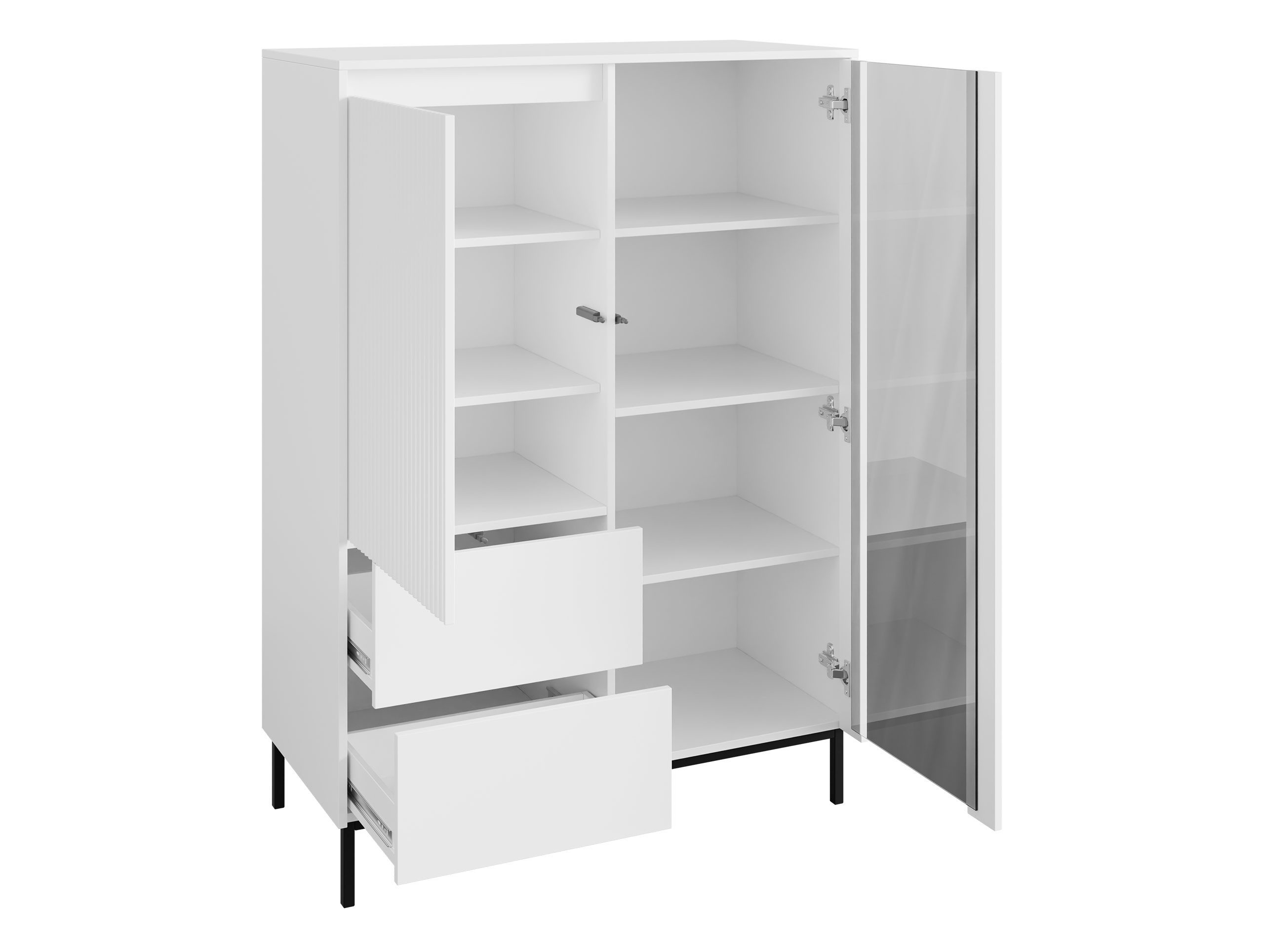 MIRJAN24 Wohnzimmer-Set Ozmi V, (Vitrine, TV-Lowboard, Couchtisch), Untergestell aus Metall