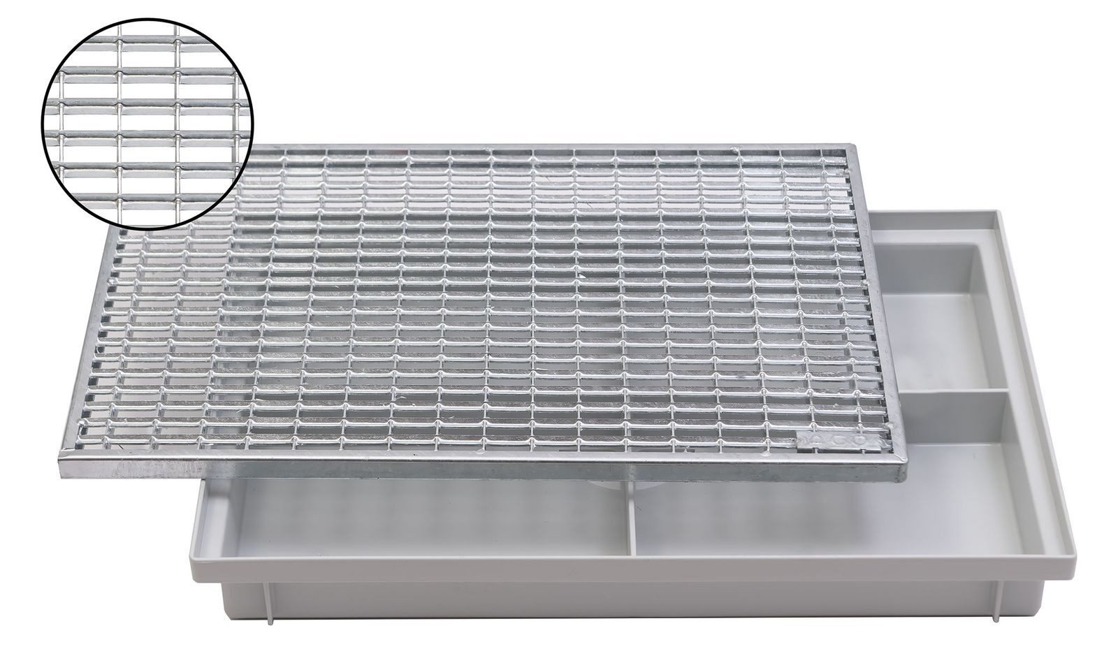 ACO Severin Ahlmann GmbH & Co. KG Fußmatte Schuhabstreifer Maschenrost mit V-Stab + Kunststoff Bodenwanne Vario, rechteckig, Höhe: 75 mm, 600x400mm, einfache Montage für Selbstbau