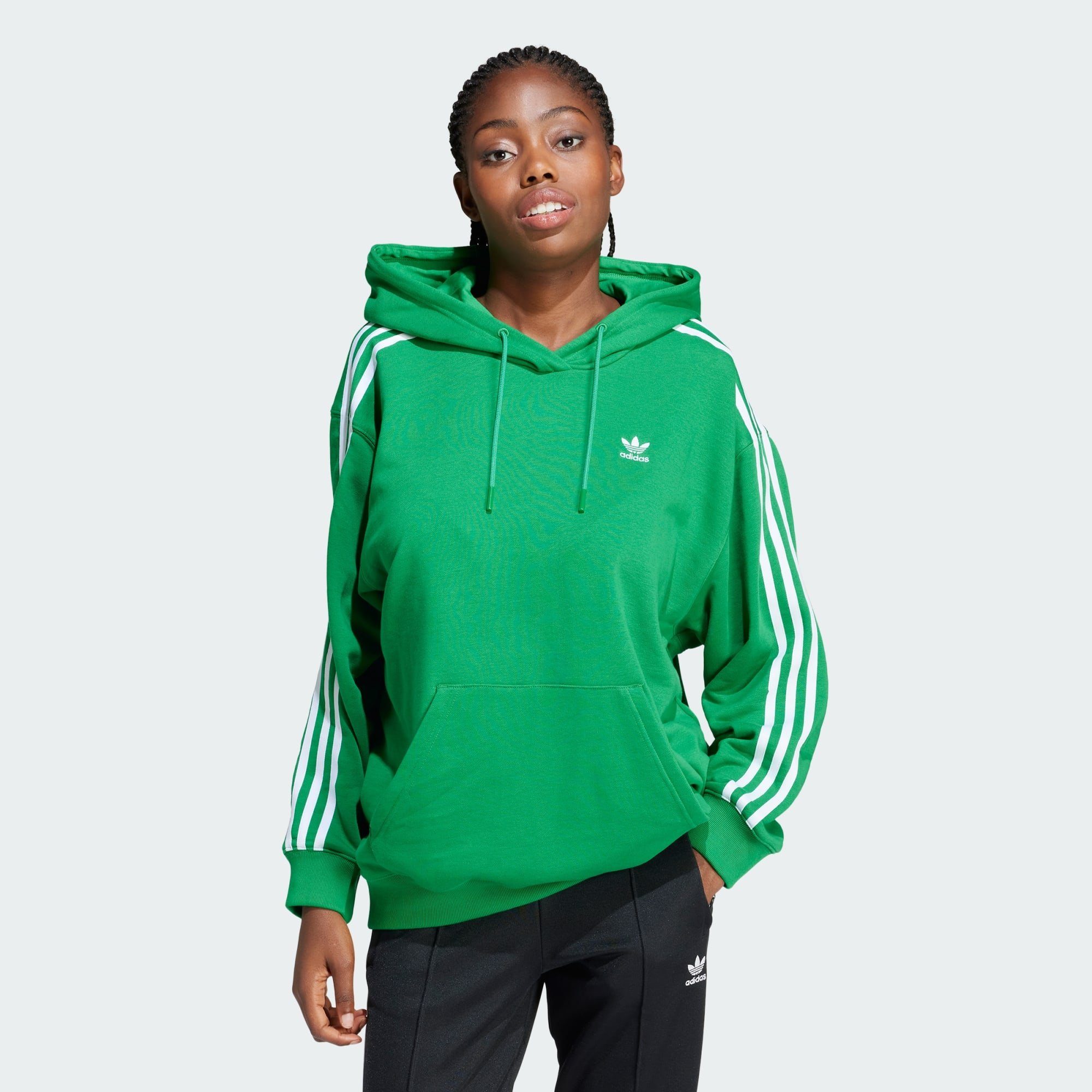 adidas Originals Hoodie OVERSIZED HOODIE 3-STREIFEN Green ADICOLOR
