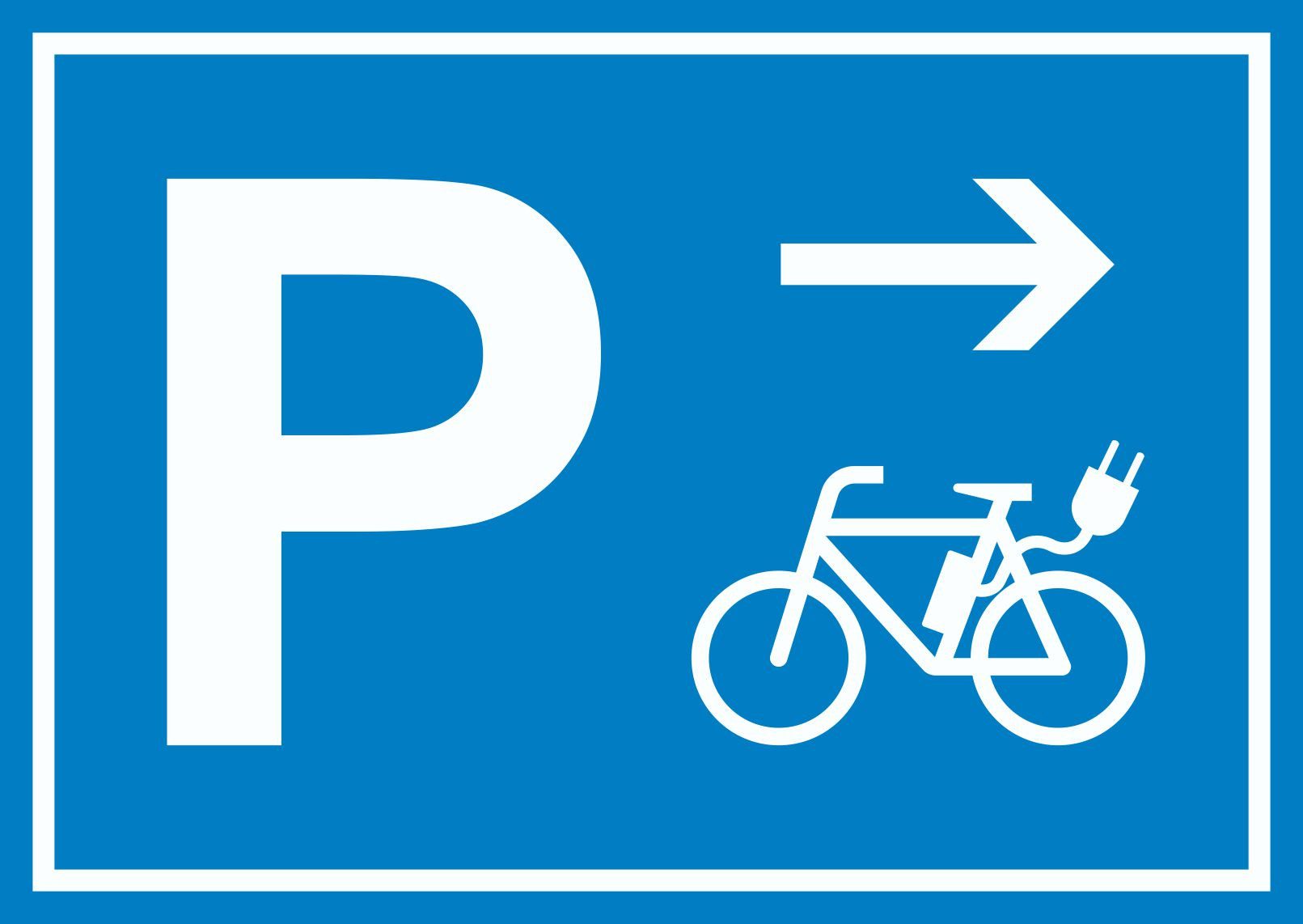 HB-Druck Hinweisschild E-Bike Elektrorad Parkplatz mit Richtungspfeil rechts Schild, wetterfest, stabil, UV-beständig, kratzfest