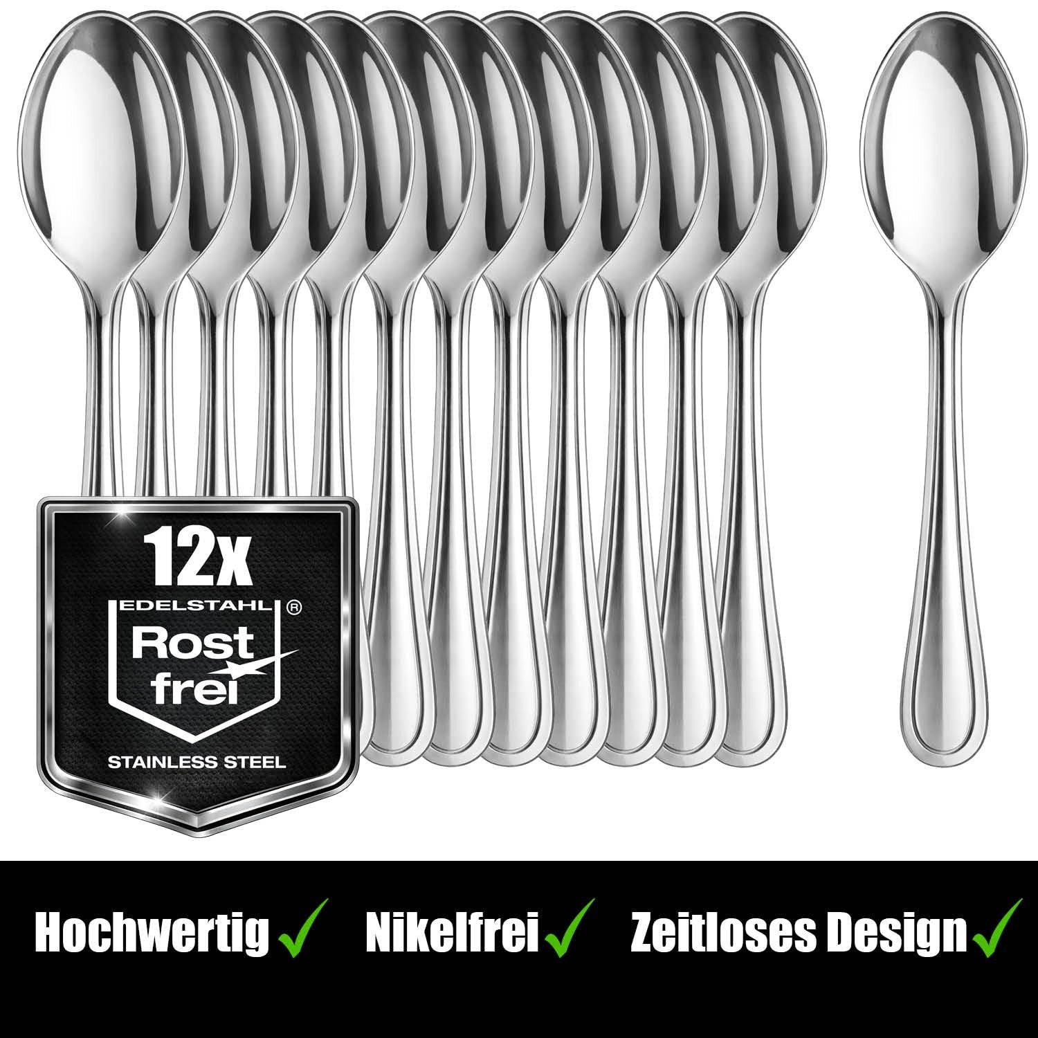 com-four Kaffeelöffel Teelöffel aus Edelstahl - stilvolles Tafelbesteck im schlichten Design (12 Stück), Kaffeelöffel - Dessertlöffel -Espressolöffel – Bild 4 von 5