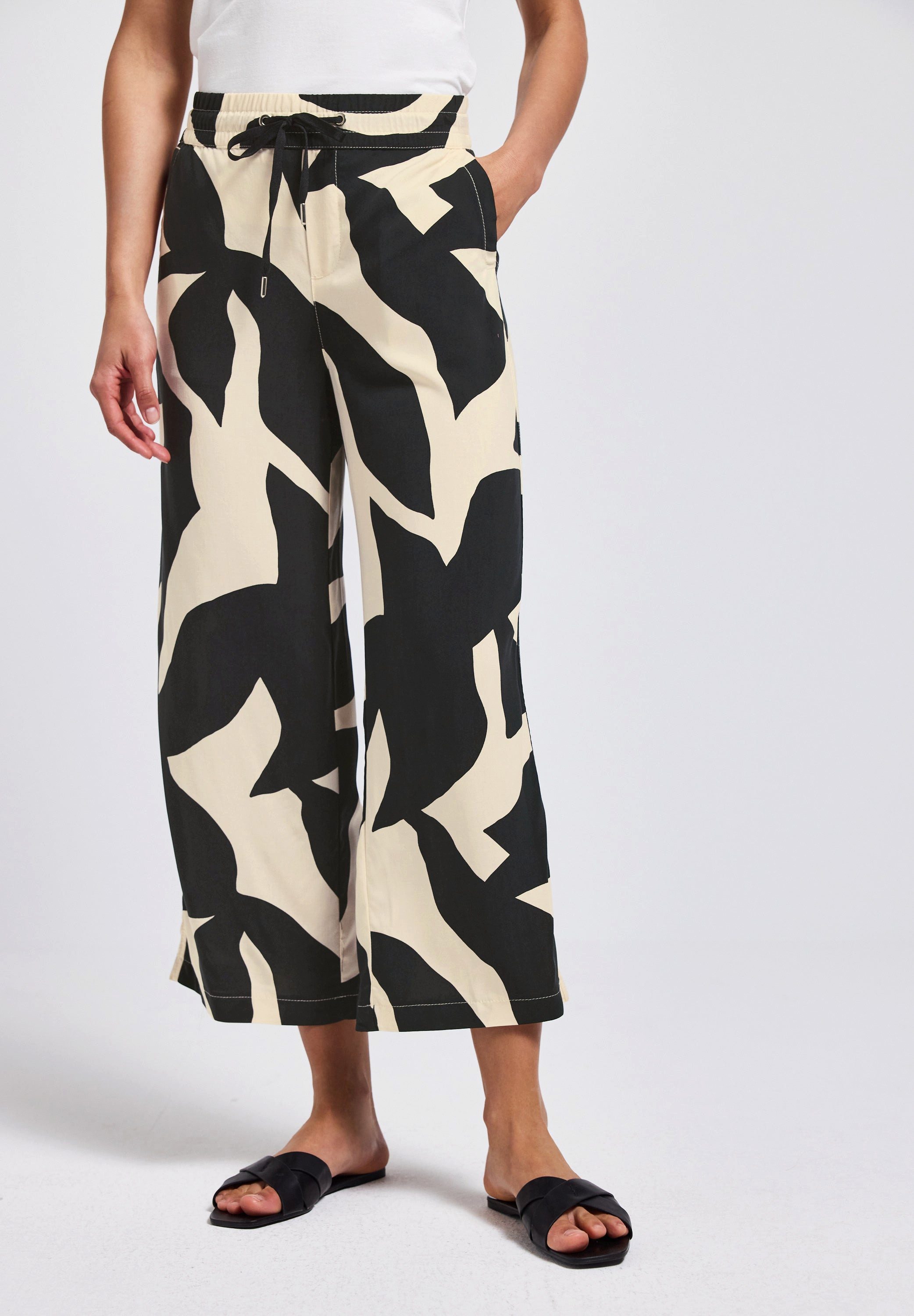STREET ONE Stoffhose Gemusterte Wide Leg günstig online kaufen