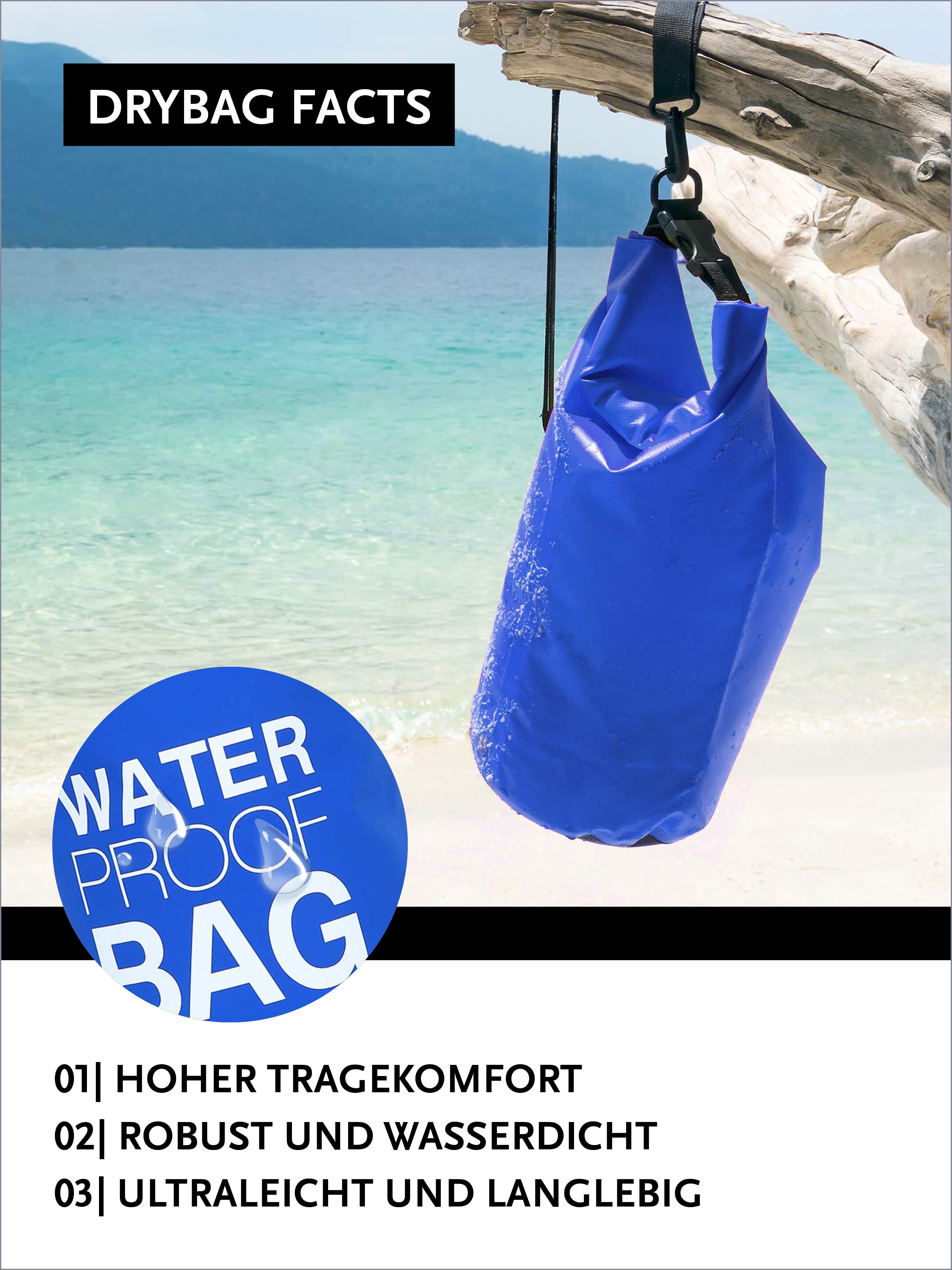 DonDon Drybag Beutel Trockentasche Trockenbeutel (1-tlg), wasserdichter outdoor Drybag