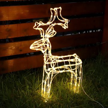 Salcar LED Dekolicht 60cm Rentier Weihnachtsdeko Hirsch Beleuchtet LED Lichtschlauch Elch, LED Dekolicht, LED fest integriert, warm, Weihnachten Deko Außen