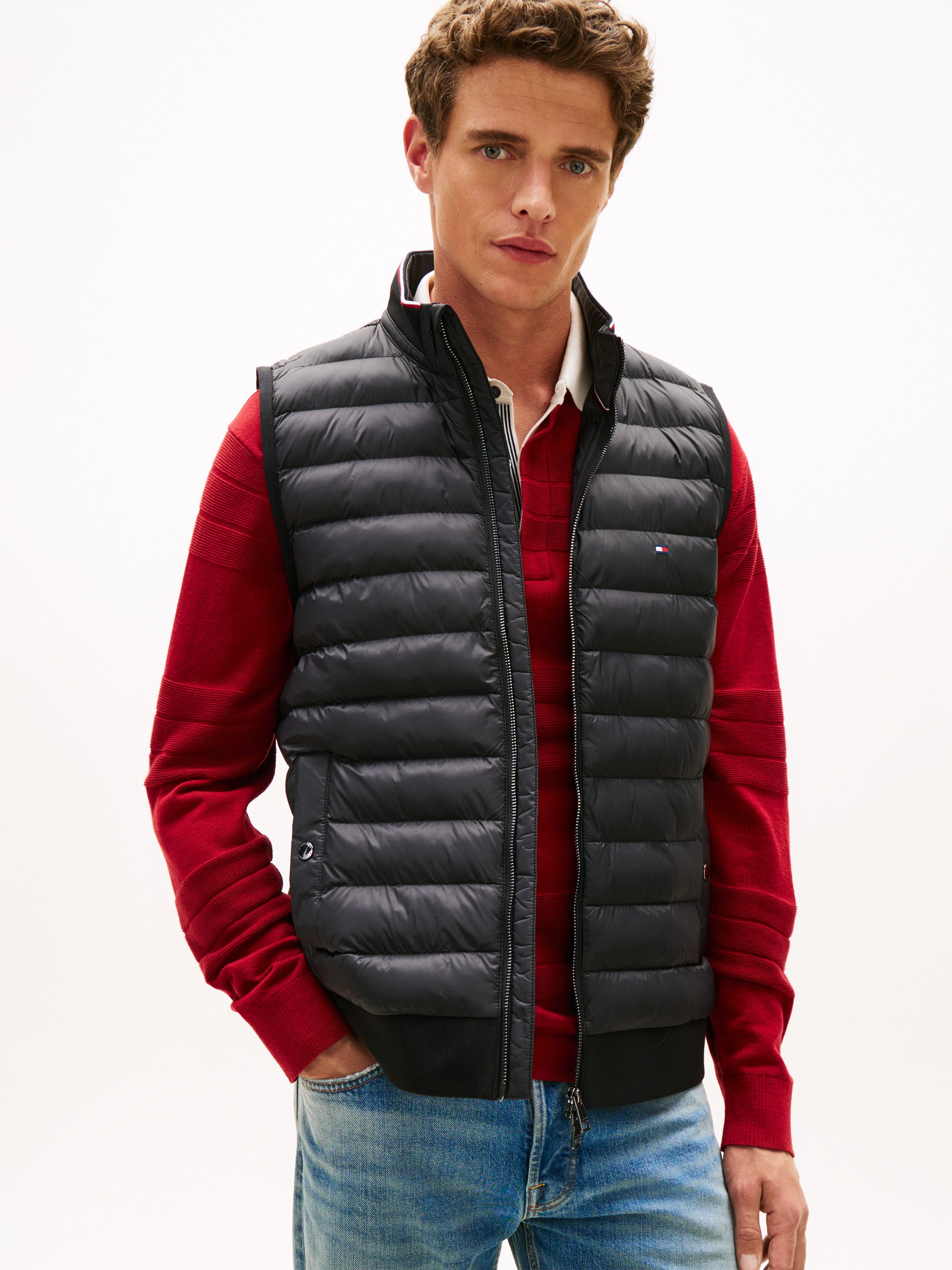 Tommy Hilfiger Steppweste MIX MEDIA Stehkragen, 2-Wege-Reißverschluss