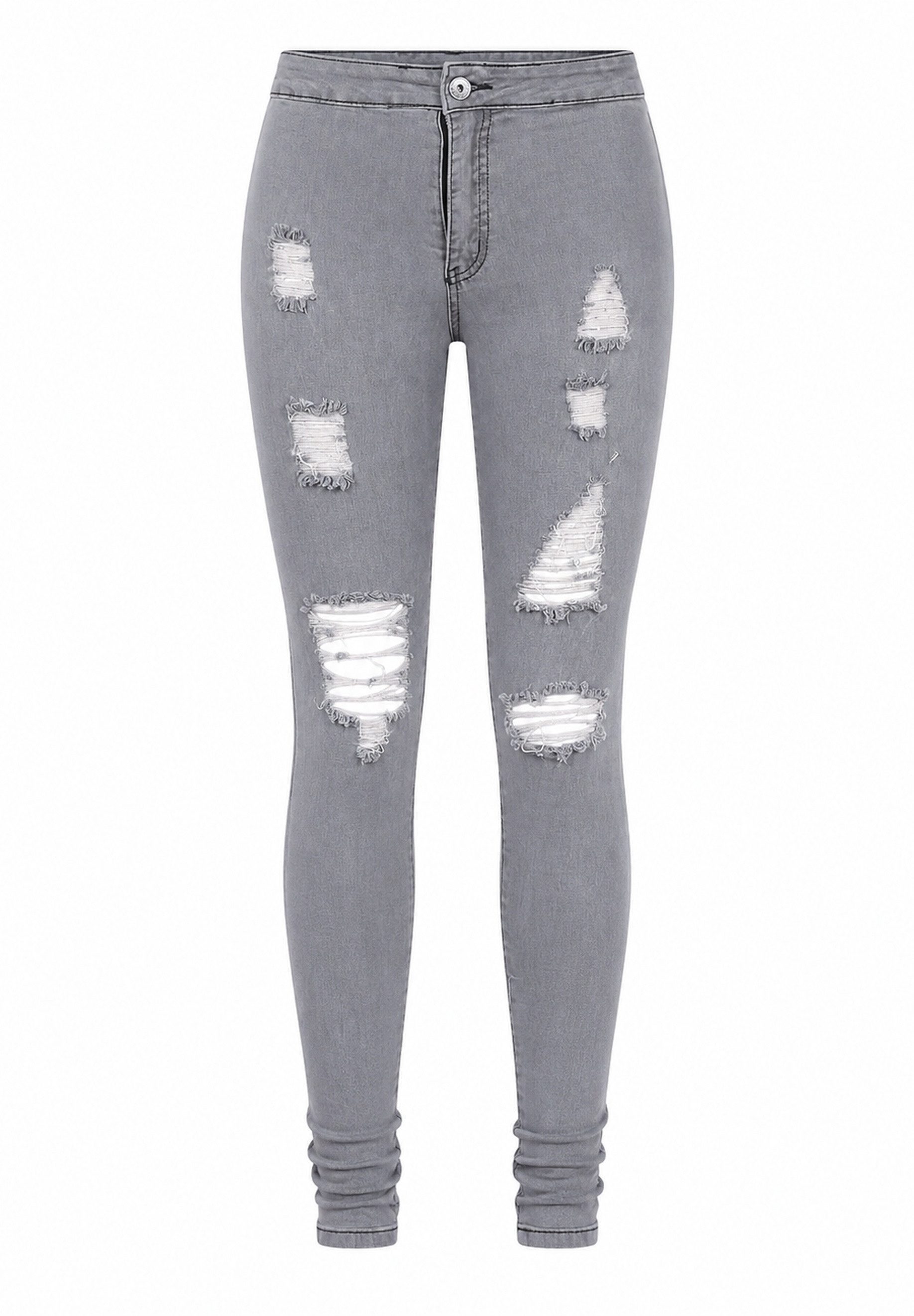 GIRL VIVI Skinny-fit-Jeans — Damen Skinny Jeans mit Destroyed Details im modernen High Waist Look