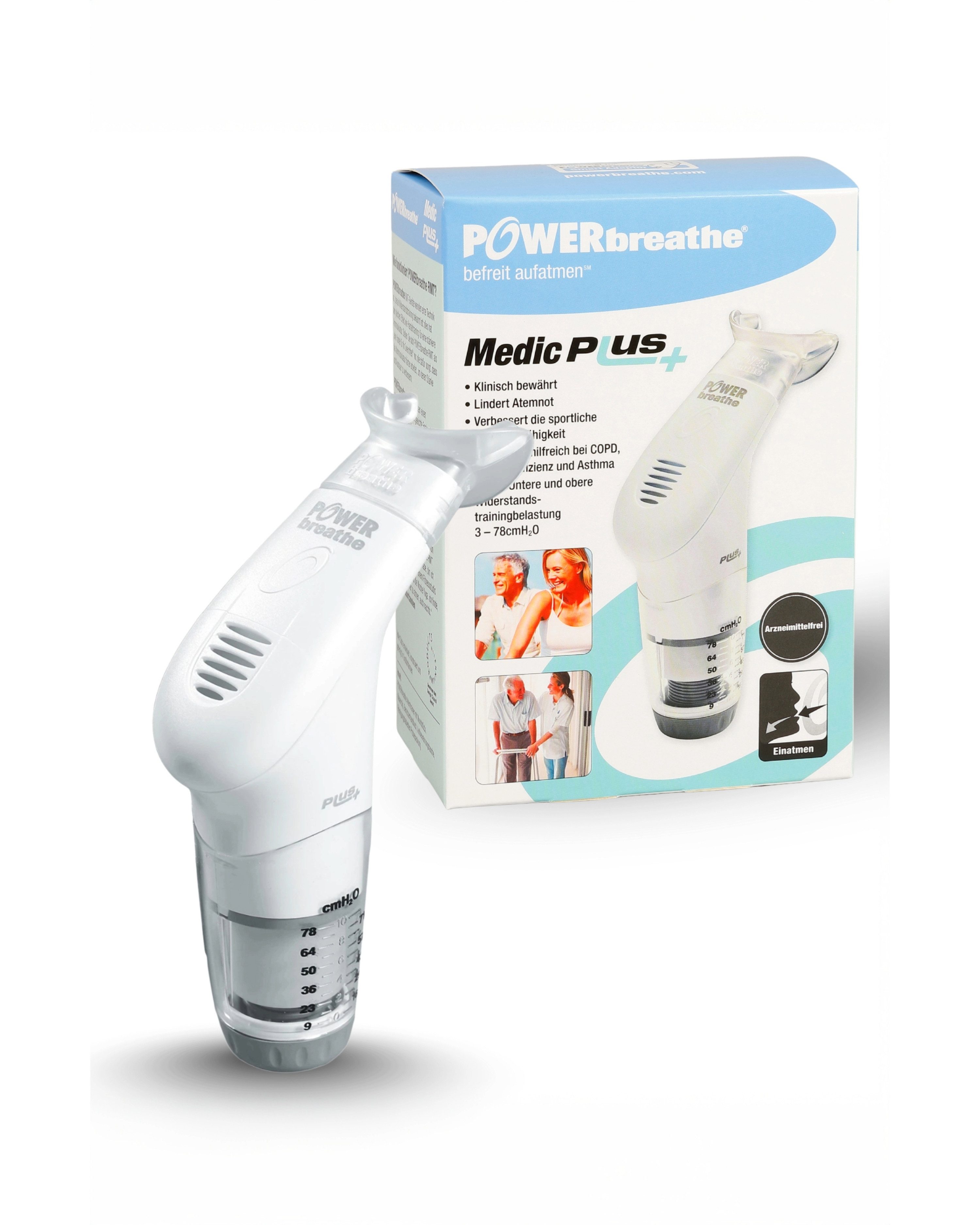 Powerbreathe Atemtrainer Medic Plus, Lungentrainer, bei COPD und Asthma geeignet, medikamentenfrei