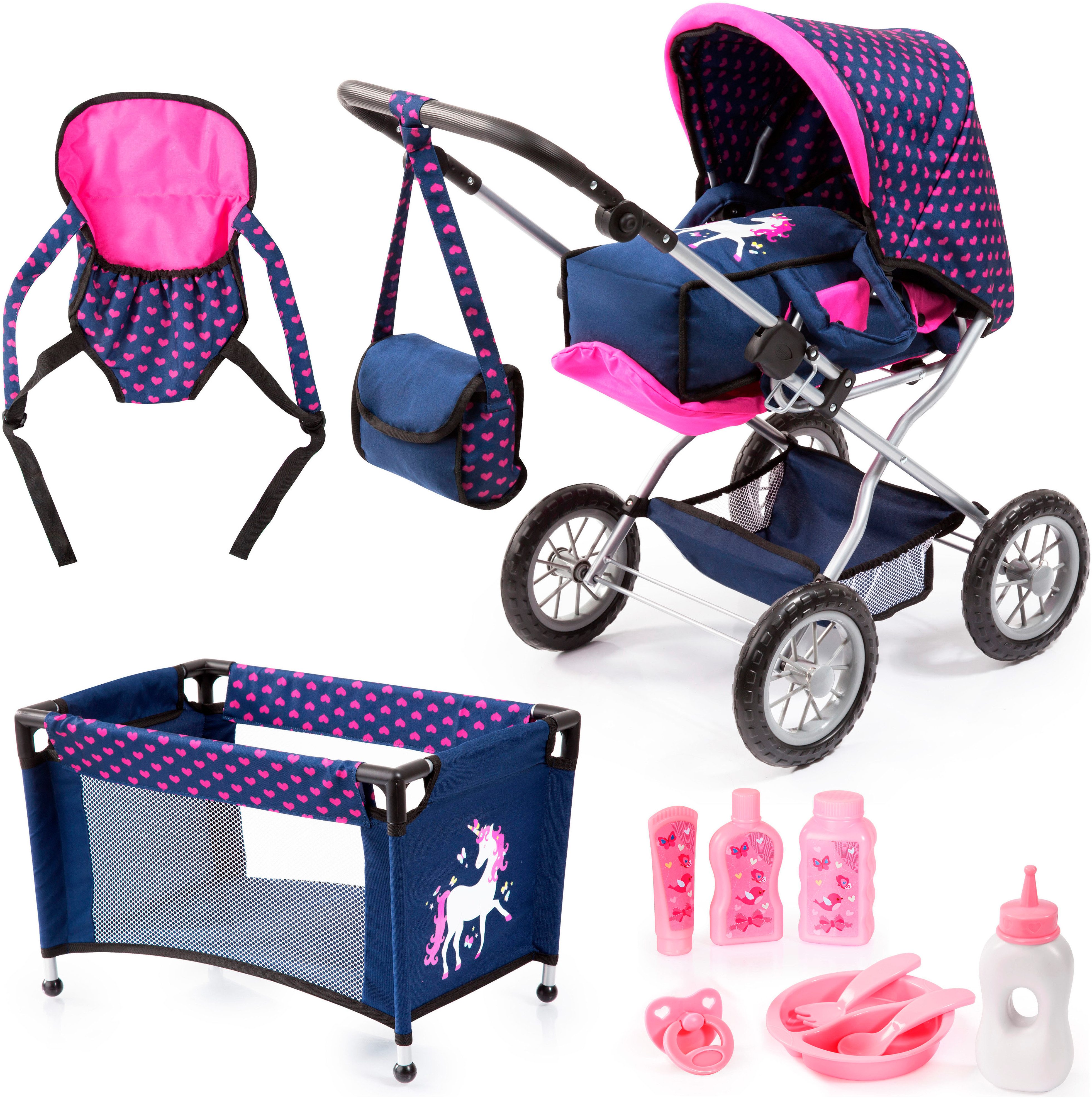 Bayer Kombi-Puppenwagen Grande, blau/pink, (Set), mit günstig online kaufen
