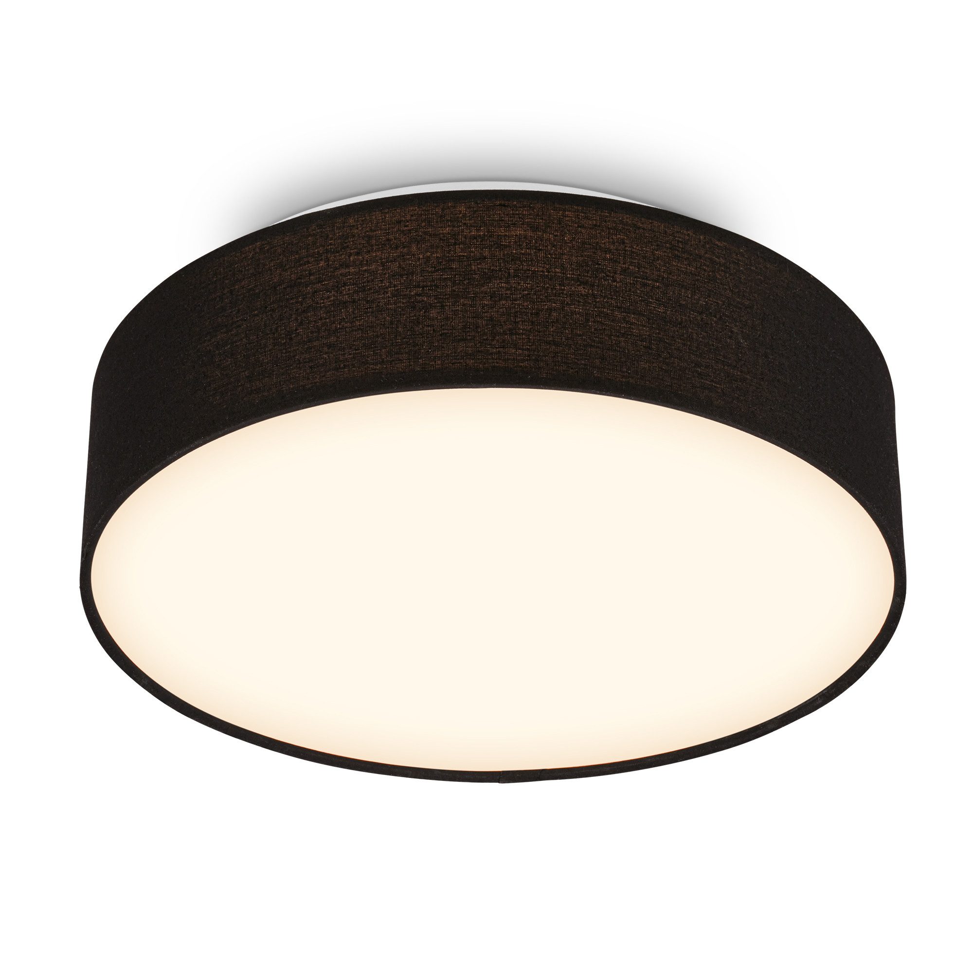 Briloner Leuchten LED Deckenleuchte Stoff-Deckenlampe Textillampe Stoffschirm Wohnzimmer Schlafzimmer, LED fest integriert, 3000K, 30/38x10,5 cm, Wohnzimmer, Schlafzimmer, Flur, Küche
