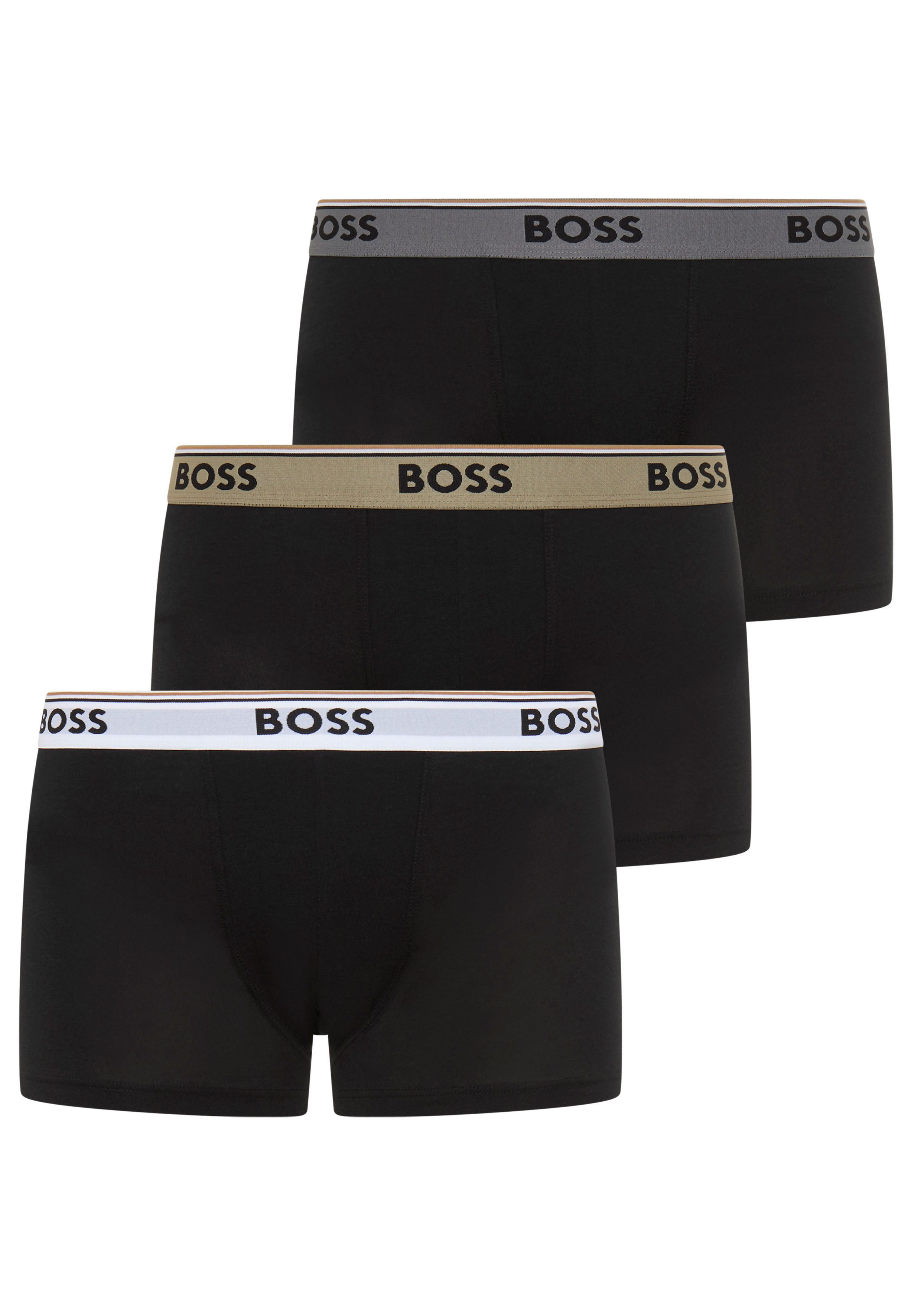 BOSS Trunk (Packung, 3-St) aus Stretch-Baumwolle mit Logo-Bund, mittlere Bundhöhe