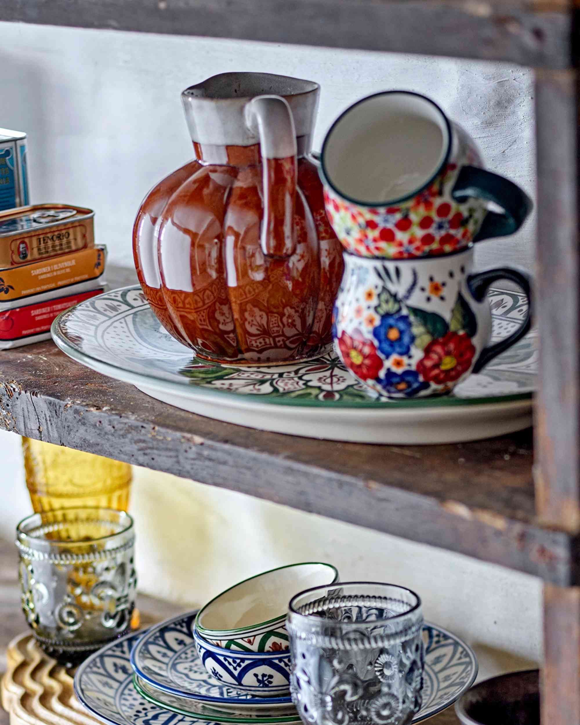 Bloomingville Tasse Florist, 2-tlg., Steingut, mit handgemalten Blumenmotiven