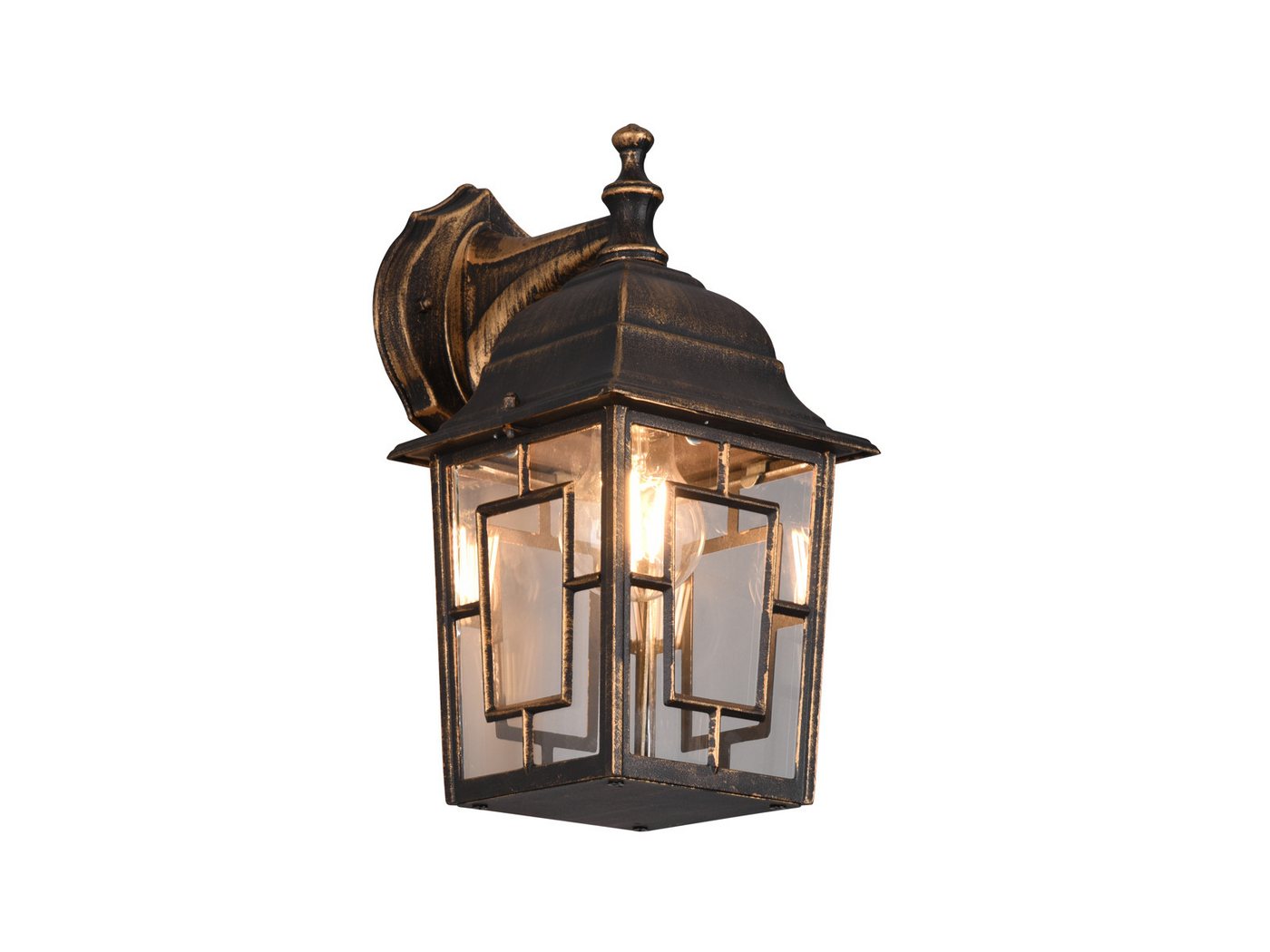 TRIO Leuchten LED Außen-Wandleuchte antik mit Bleiglasoptik, Höhe 30cm, LED wechselbar, Warmweiß, Haus-Wand Außenleuchte, Fassadenbeleuchtung Haustür, Wandlampe mit E27