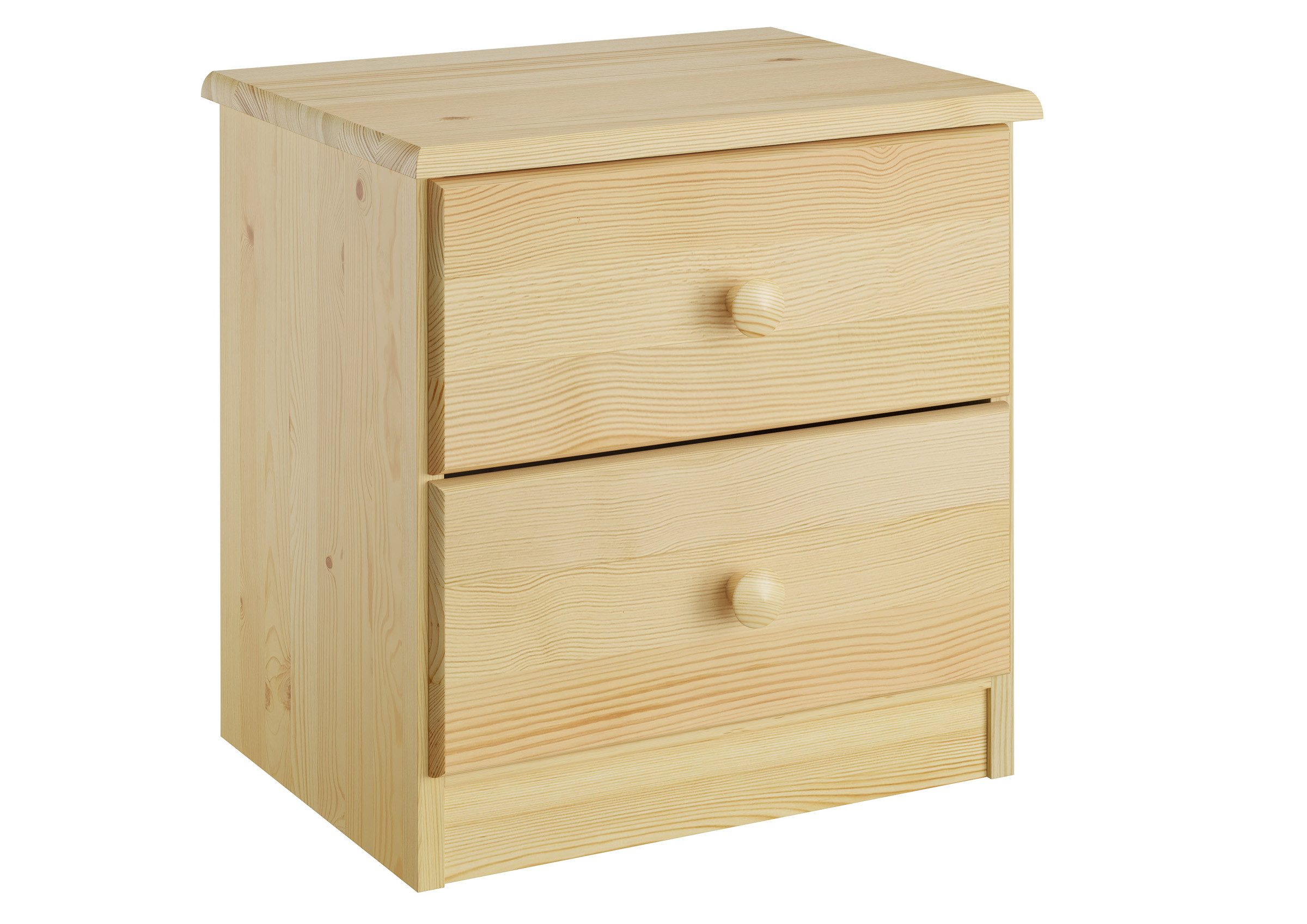 ERST-HOLZ Nachtkommode Beistelltisch Nachttisch mit Zwei Schubladen Kiefer Massiv, 90.20-K2 - Nachttisch Beistelltischzwei SchubladenKiefer massiv
