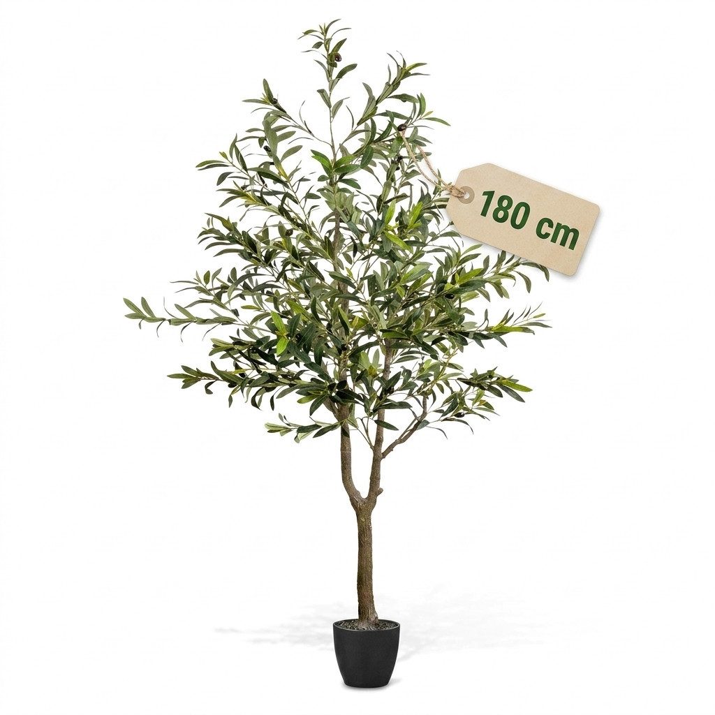 Kunstbaum Olivenbaum künstlich, Kunstpflanze, outdoor & indoor, Pflanze im Topf Olivenbaum, JELLE & JACOB, Höhe 180 cm, olive tree artificial 180 cm, Pflegleicht mit UV-Schutz