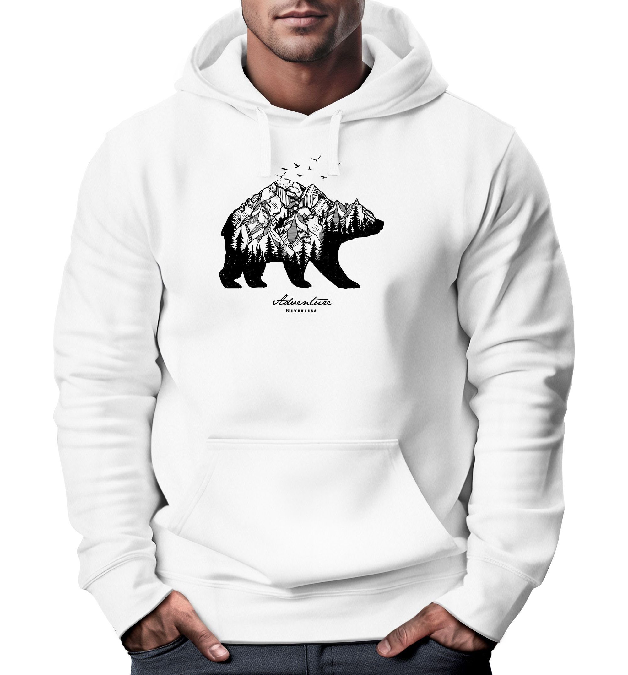 Neverless Hoodie Hoodie Herren Bär Abenteuer günstig online kaufen