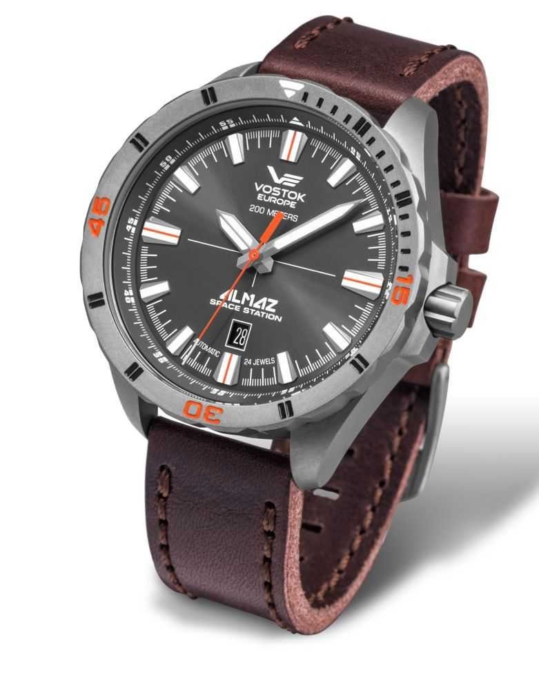 Vostok Europe Automatikuhr Almaz Titan Herrenuhr 320H263-L - Lederband