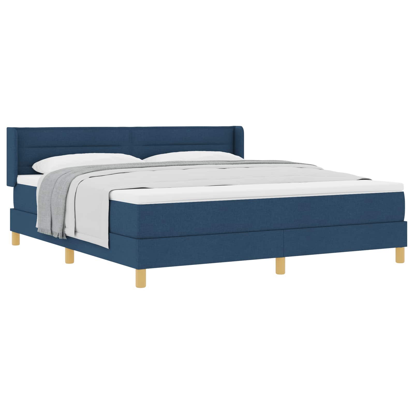 Bett Boxspringbett mit Matratze mit Kopfteil Blau 200 x 180 cm Stoff