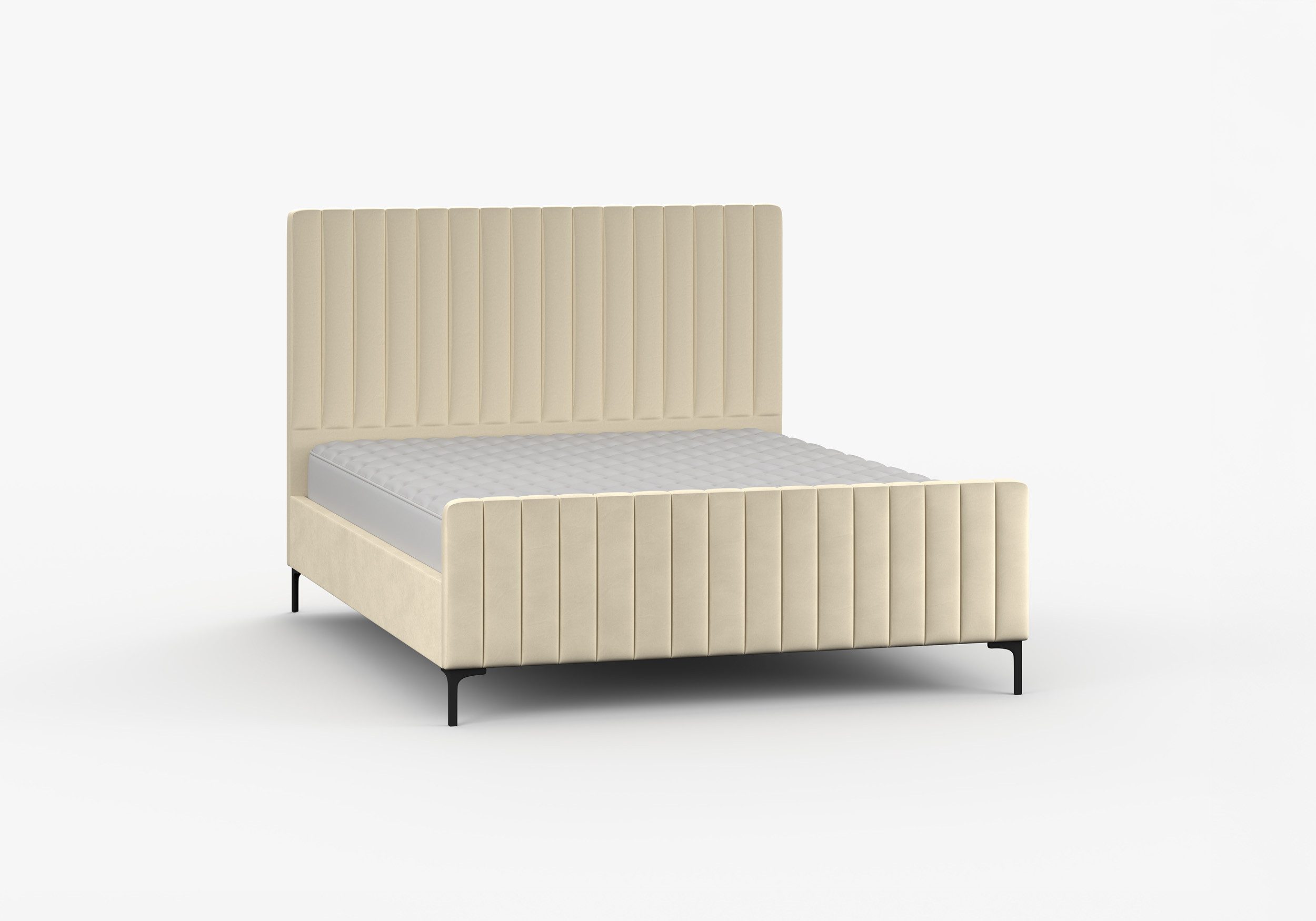 imoebel24 Polsterbett Doppelbett ohne Bettkasten 160×200 AURORA - Creme