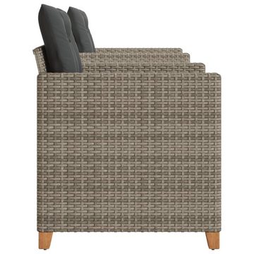 vidaXL Gartenlounge-Set 3-tlg. Bistro-Set mit Kissen Grau Poly Rattan Akazienholz