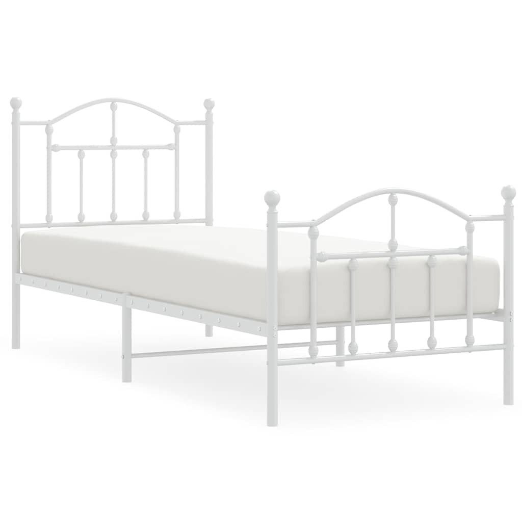 vidaXL Bett Bettgestell mit Kopf- und Fußteil Metall Weiß 90x190 cm günstig online kaufen