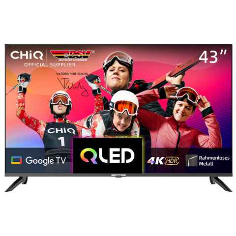 CHiQ U43QM8G QLED-Fernseher (108,00 cm/43 Zoll, 4K Ultra HD, Smart-TV, Google TV, Metall Rahmlos design, Google Assistant, Quantum Dot 4K)