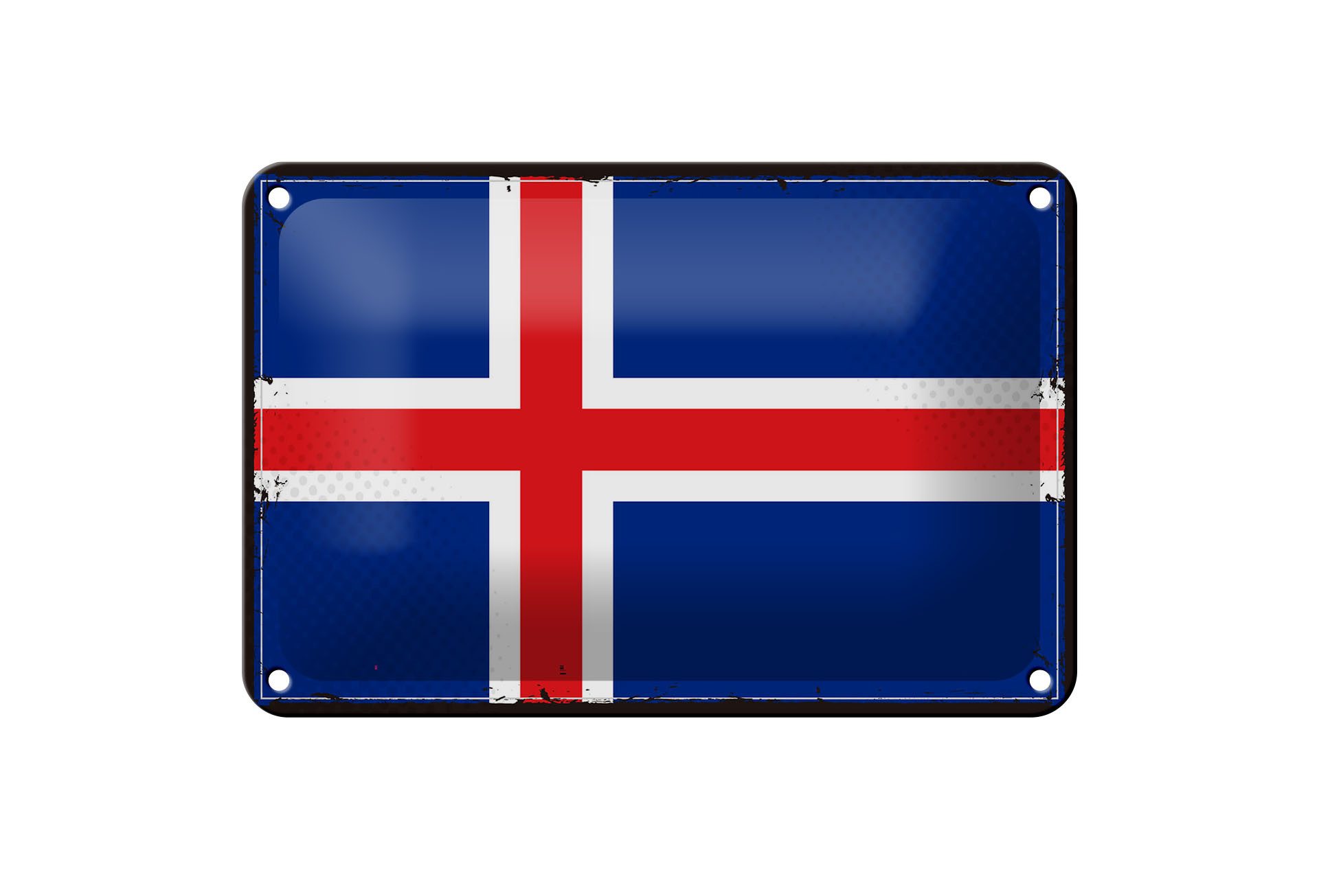 Femer GmbH Metallschild Flagge Islands 18x12cm Retro Flag of Iceland, (1 St), gewölbte Oberfläche, abgerundete Ecken, umgeschlagene Kanten