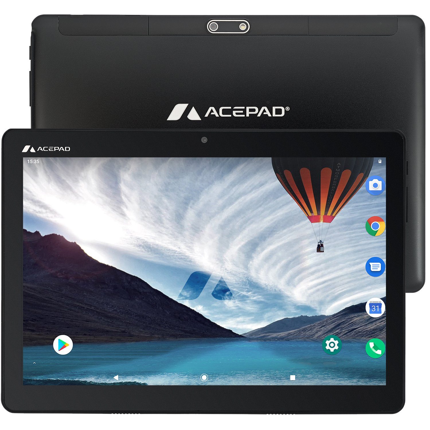 FHD (LTE), mit Tablet Schwarz A145T (10.1", v2024 128 4G USB-Tastaturtasche) 10", 6GB Acepad Full-HD USB-Tastatur 1920x1200, Ram, Android, mit GB, Wi-Fi,