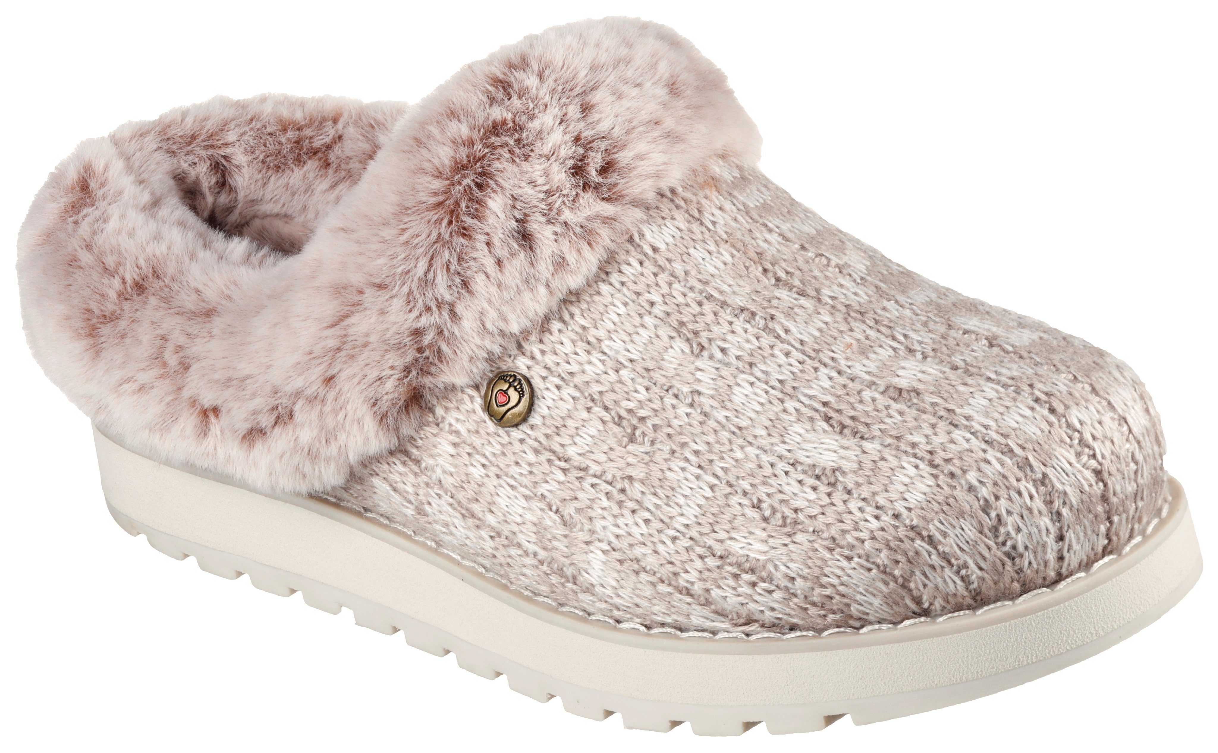 Skechers KEEPSAKES - ICE ANGEL Pantoffel in Strick-Optik beige